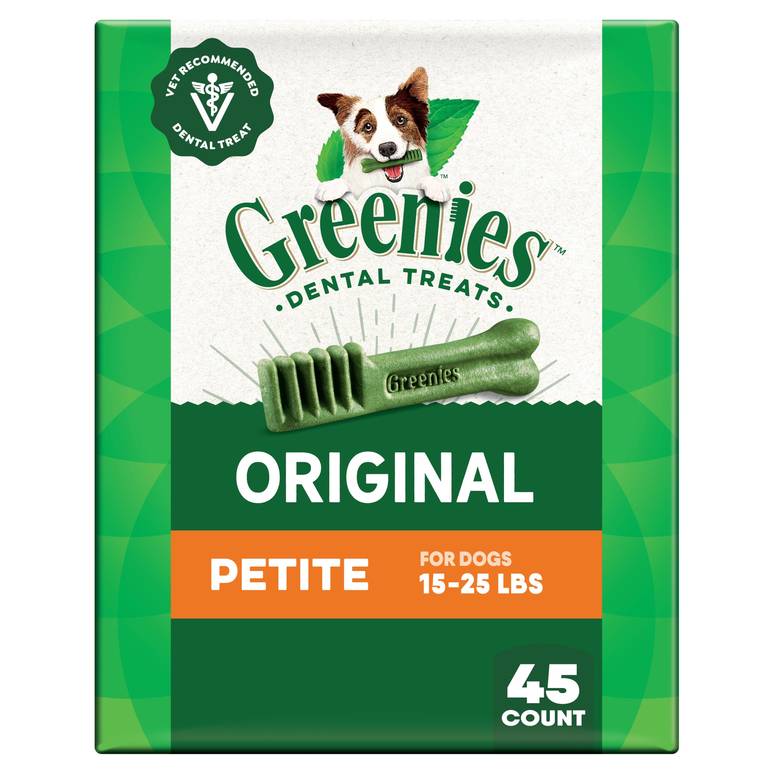 Greenies dentales originales para perros pequeños, empaque 27oz y cuidado diario.