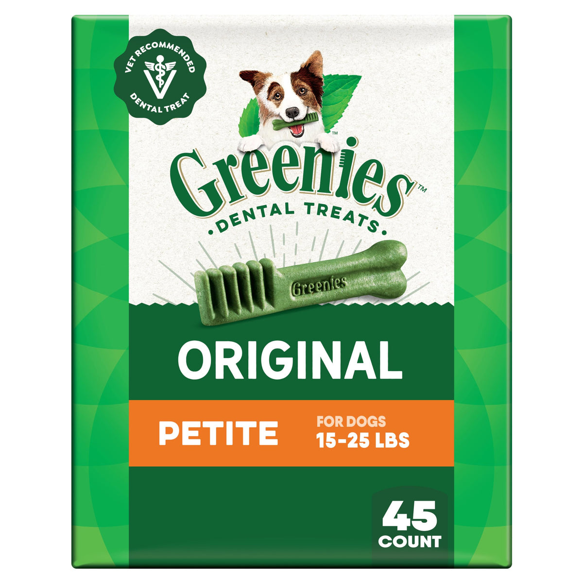 Greenies dentales originales para perros pequeños, empaque 27oz y cuidado diario.