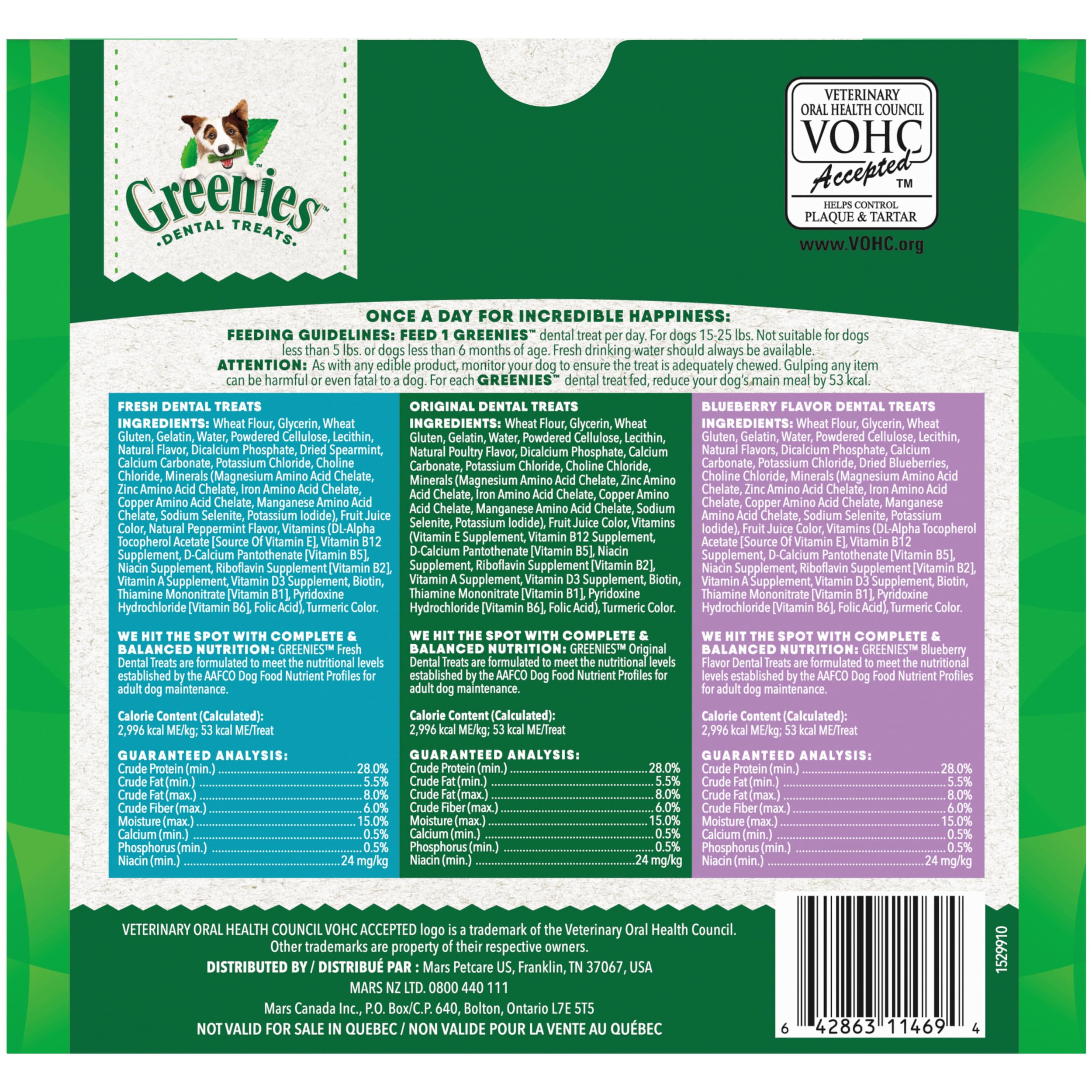 Greenies dentales para perros, tamaño mini para razas pequeñas, fácil de masticar.