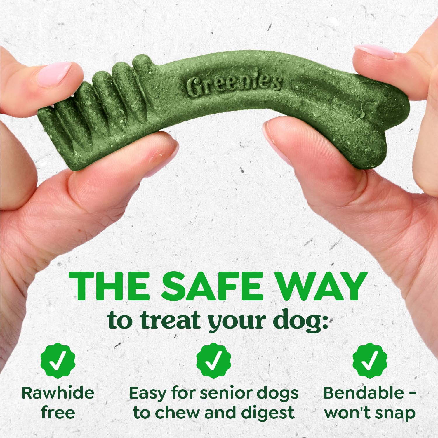 Greenies, ingredientes naturales para higiene dental suave.