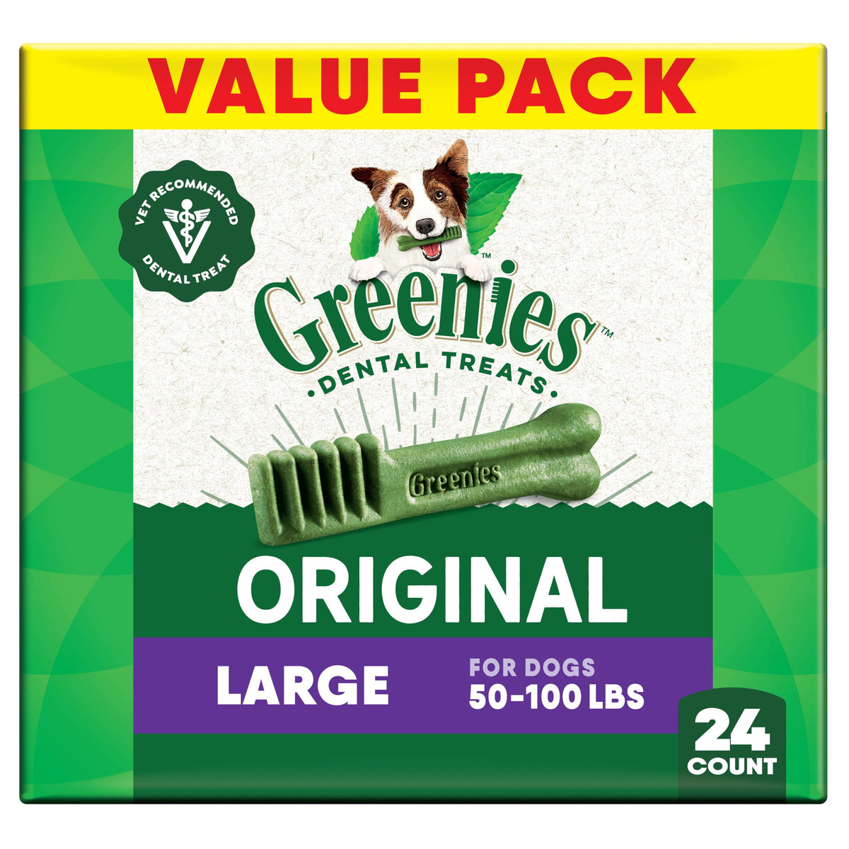 Greenies en empaque 36 oz para perros grandes, aliento más fresco.