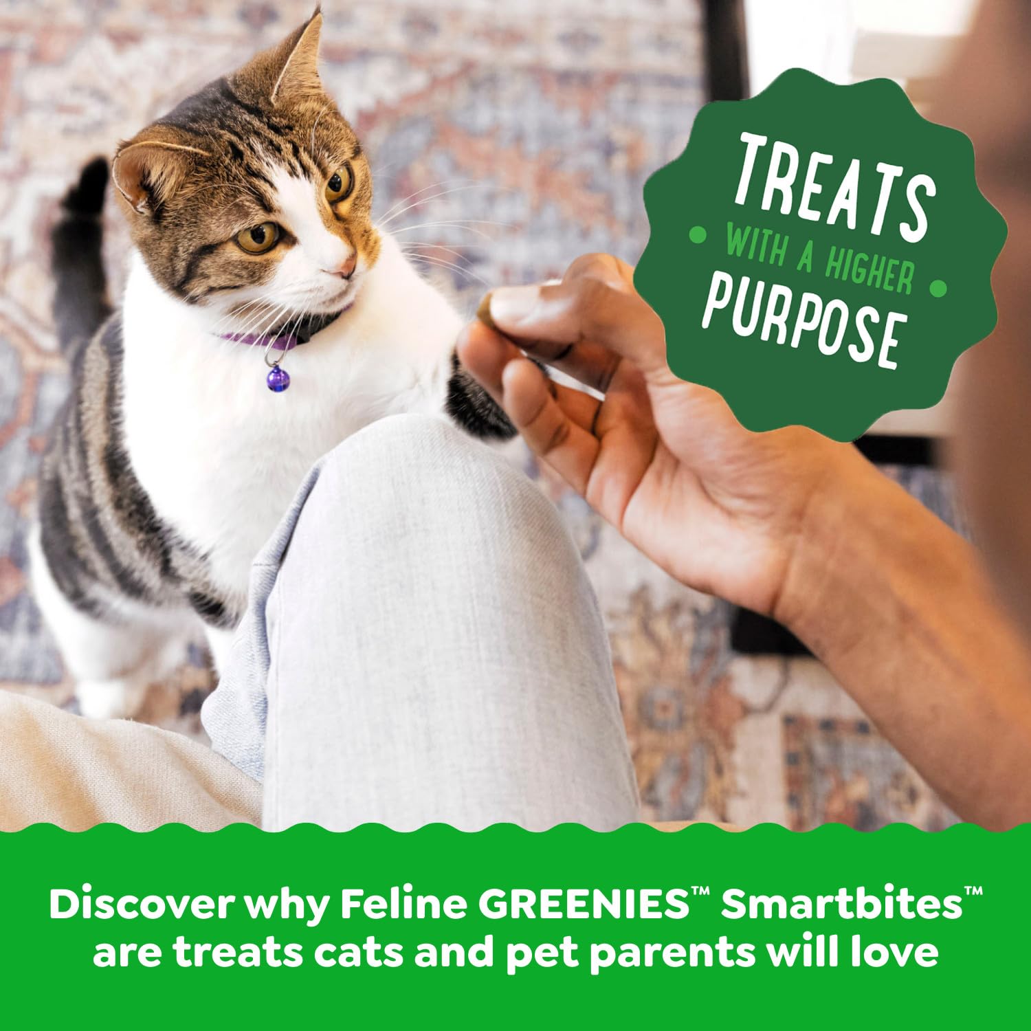 Greenies Feline Smartbites, menos de 2 calorías por bocado para control de peso.