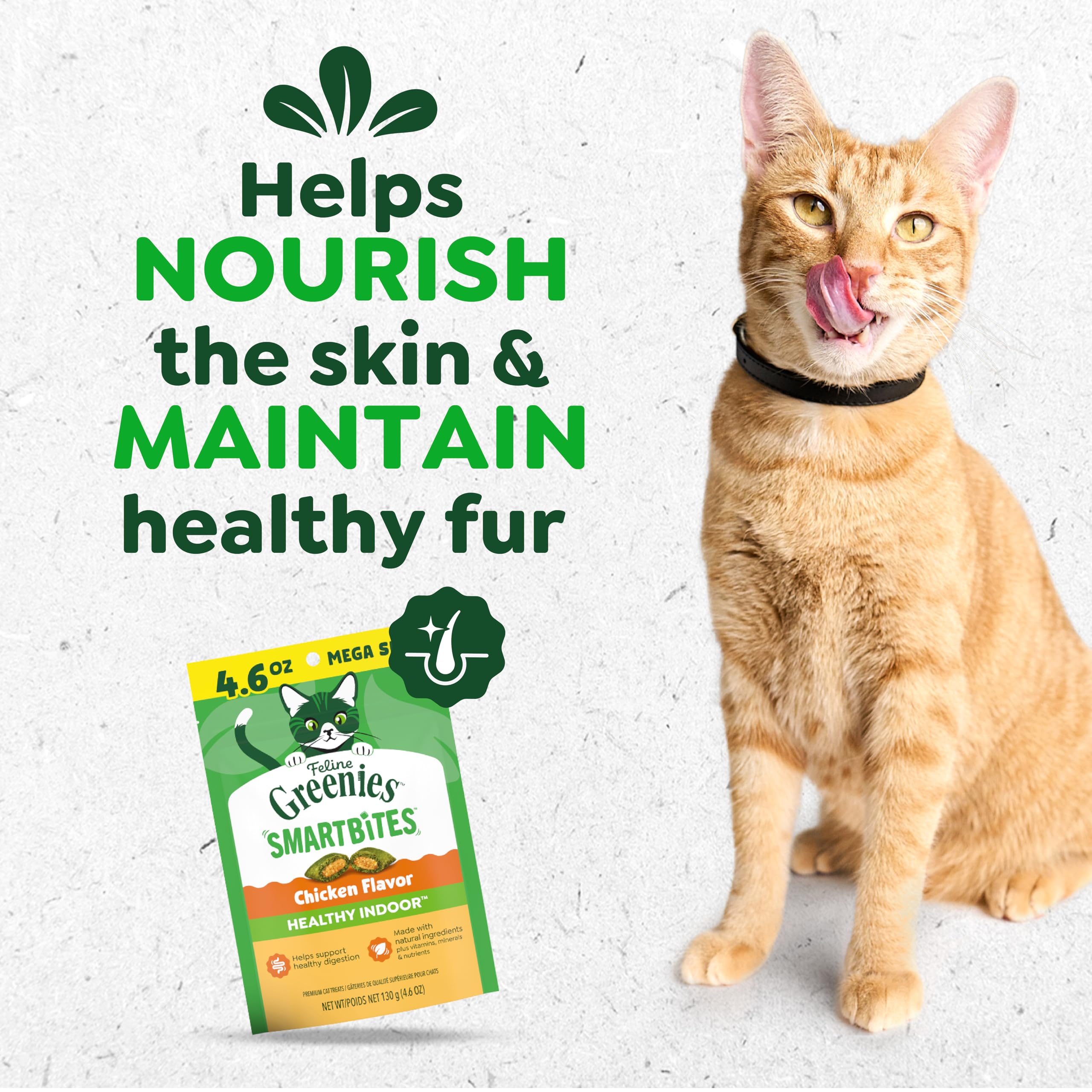 Textura crujiente y cremosa de Greenies Feline Smartbites para mayor satisfacción
