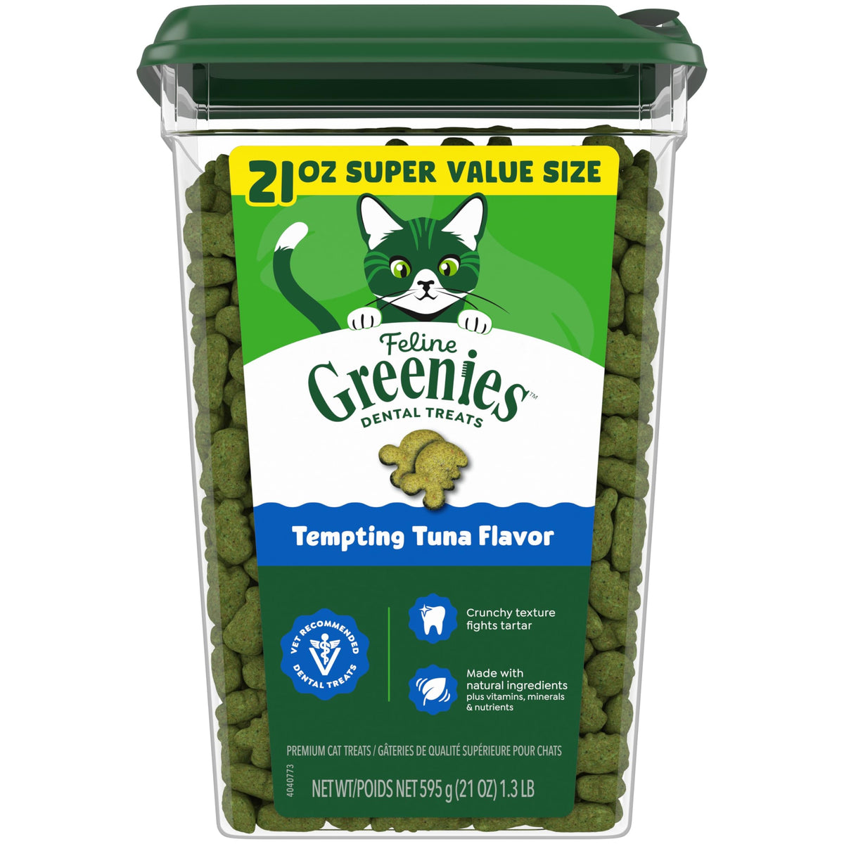 Greenies Gato dental atún 21oz: complemento diario para dientes sanos.