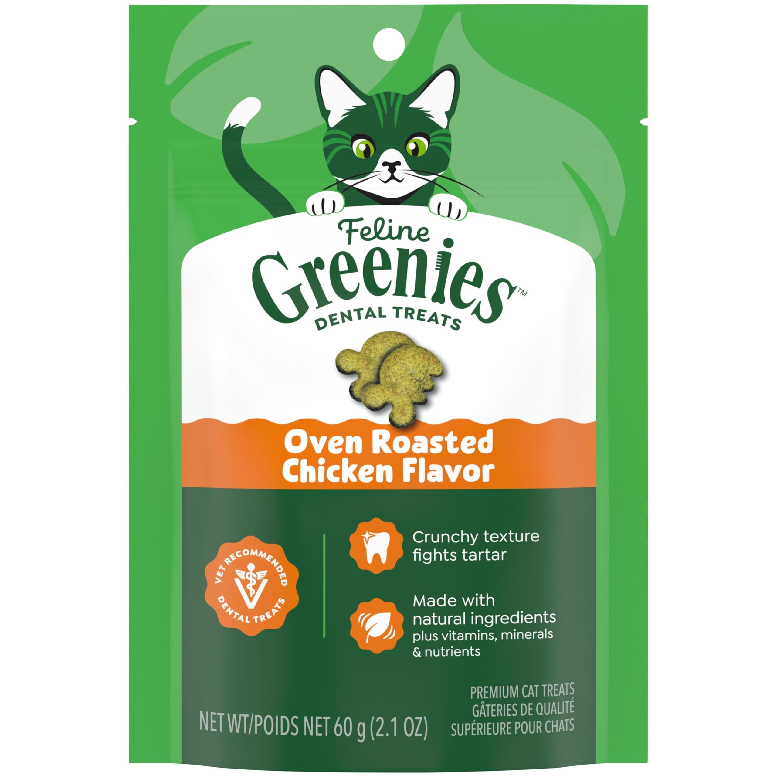 Greenies Gato tratamiento dental en bolsa, ayuda a la rutina diaria de cuidado bucal.