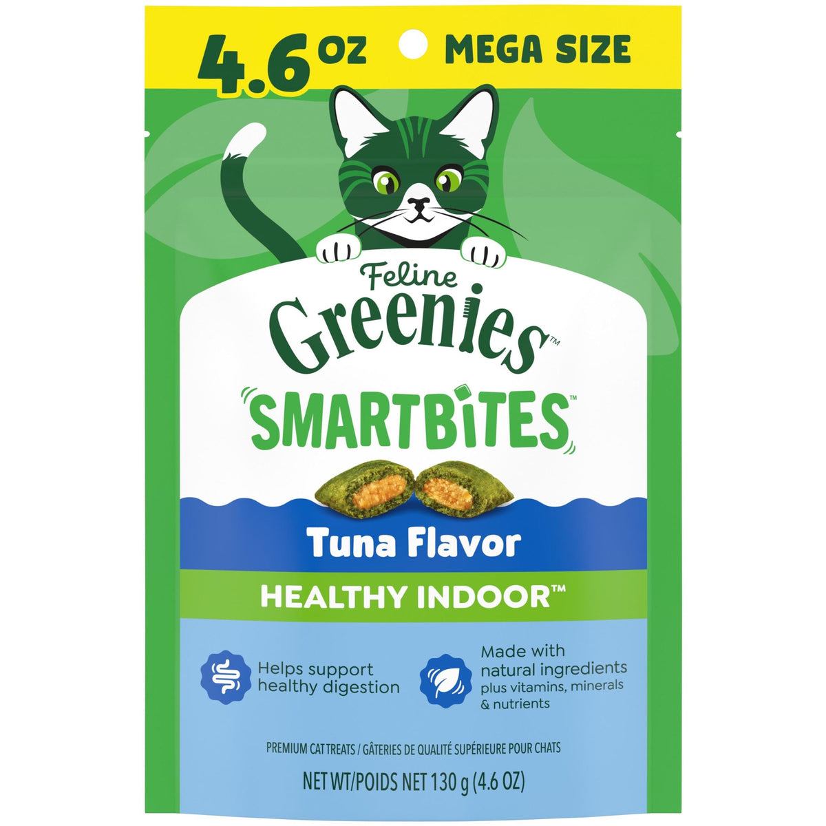 Greenies Feline Smartbites empaque práctico para consumo diario.