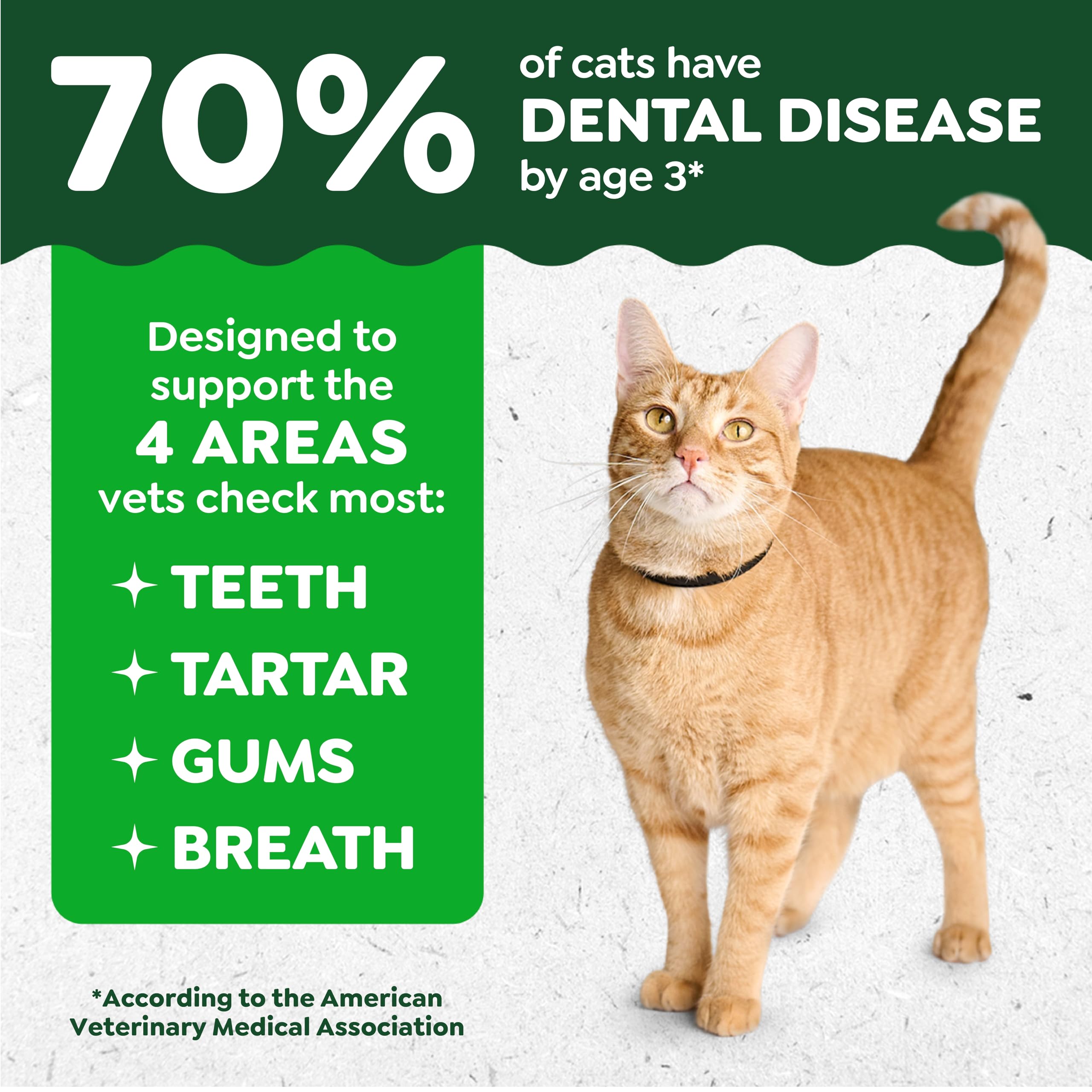 Greenies Gatos textura crujiente que ayuda a limpiar dientes.