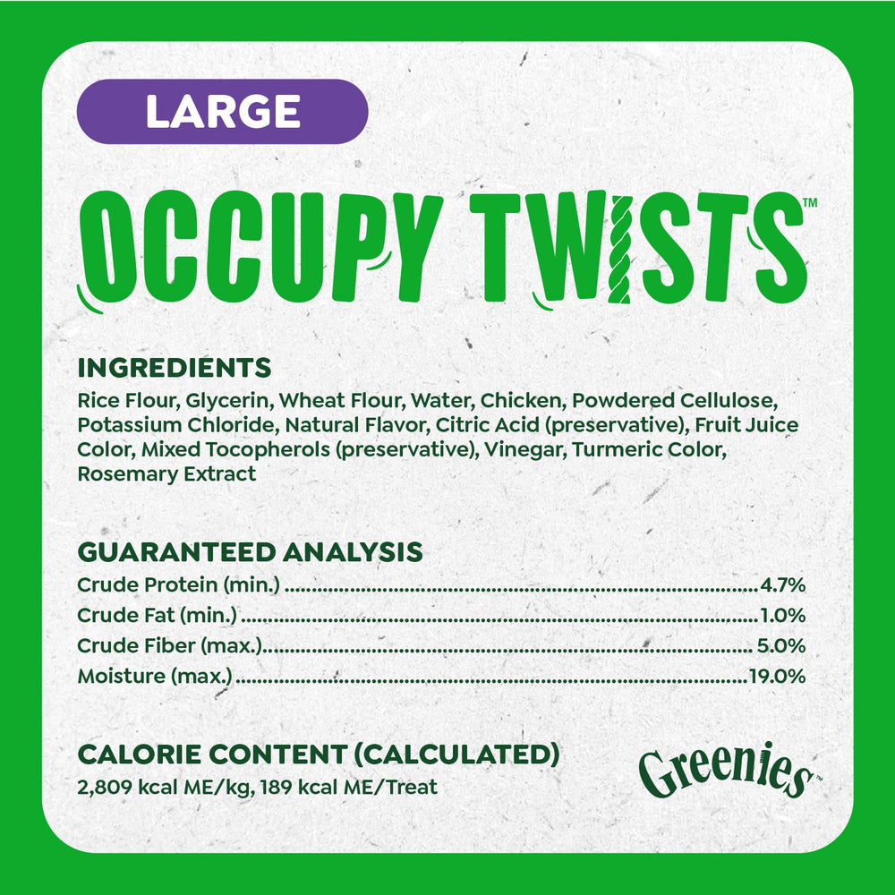 Greenies Occupy Twists: premio saludable para perros grandes con sabor a pollo