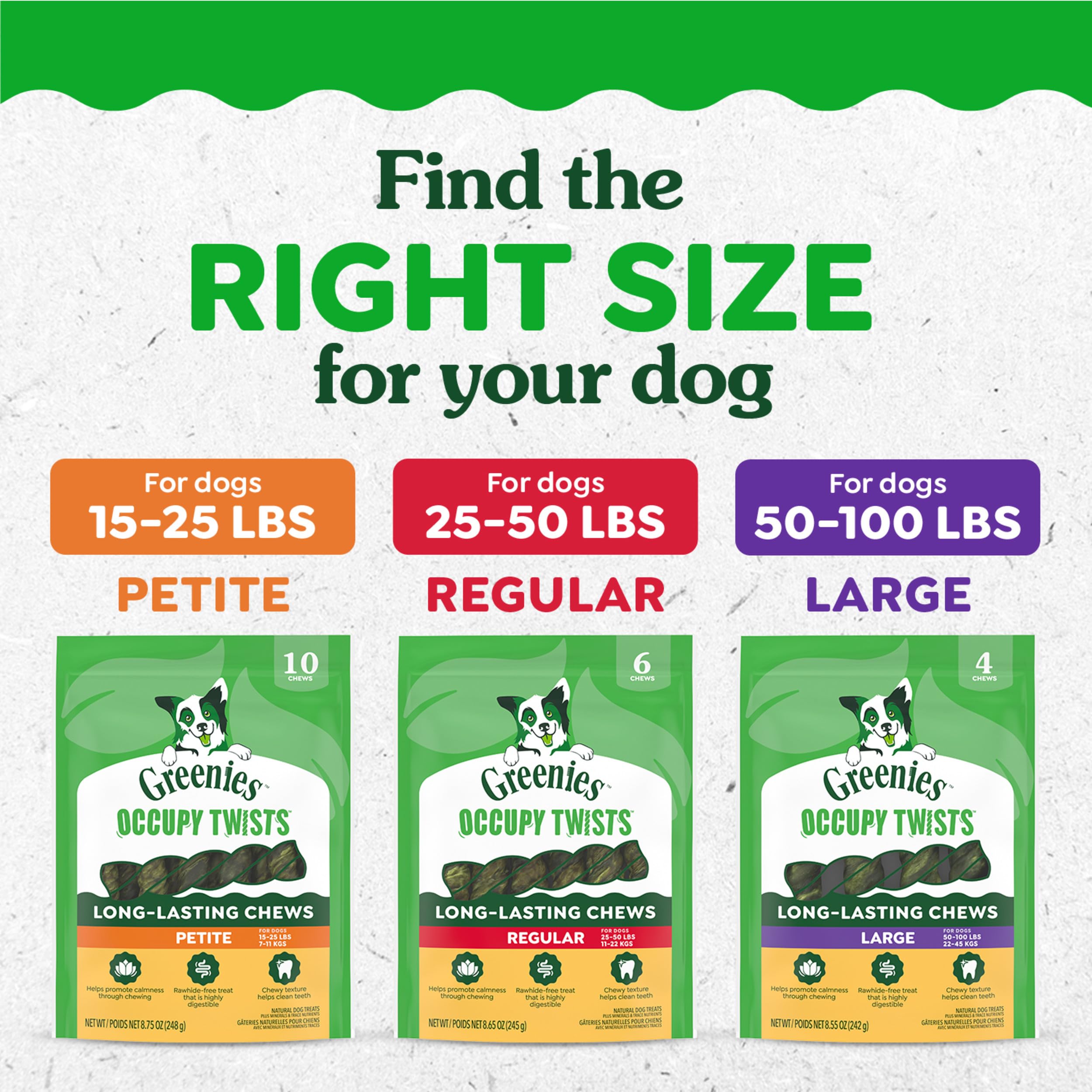 Greenies Occupy Twists para perros grandes en entrenamiento