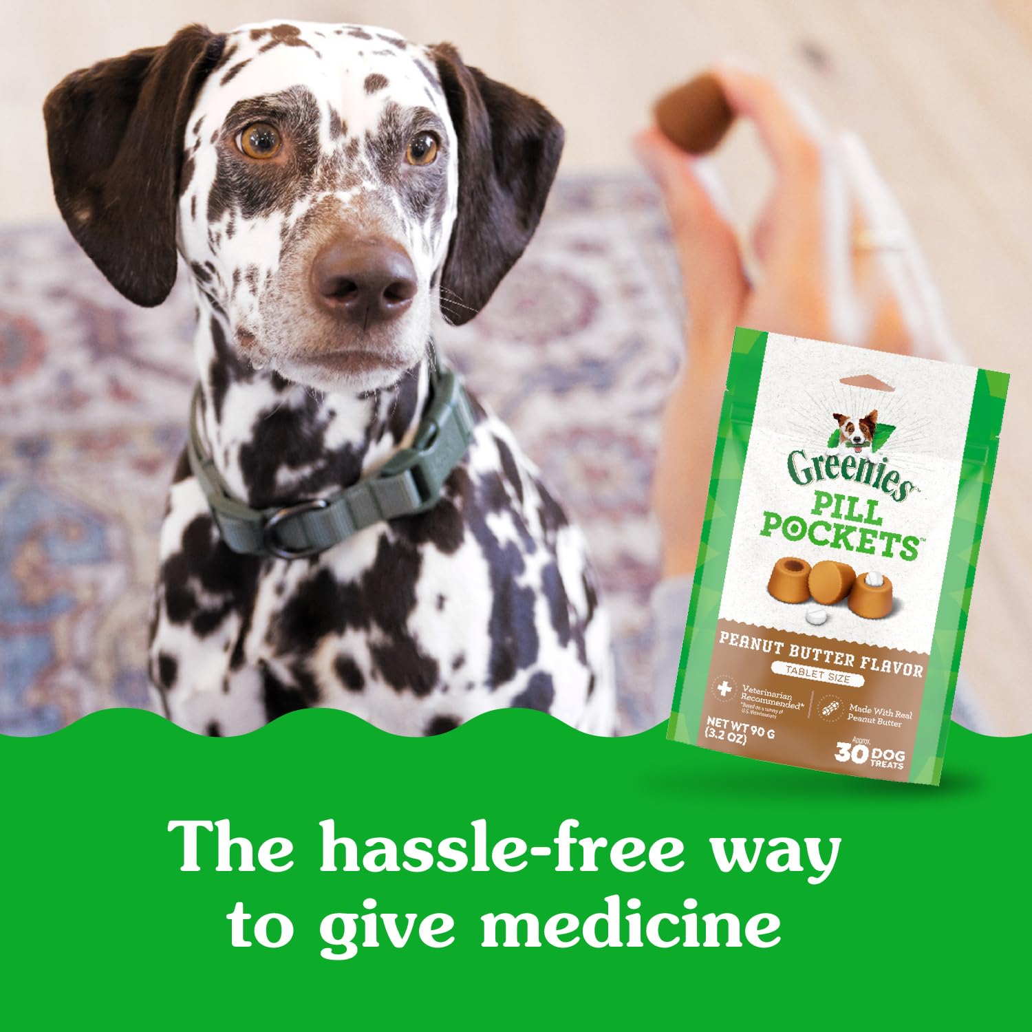 Greenies Pill Pockets, ingredientes naturales para una experiencia de medicación agradable.