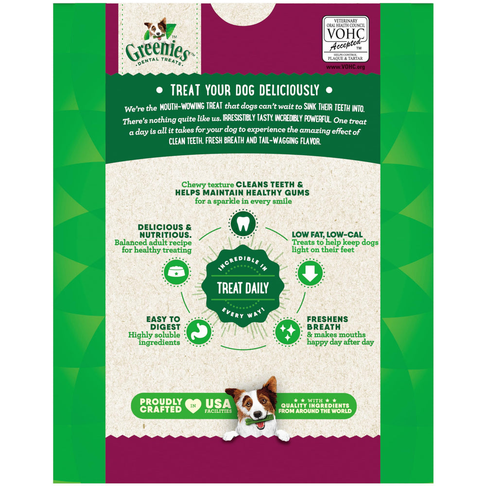 Greenies sabor original, recompensa saludable para la higiene bucal.