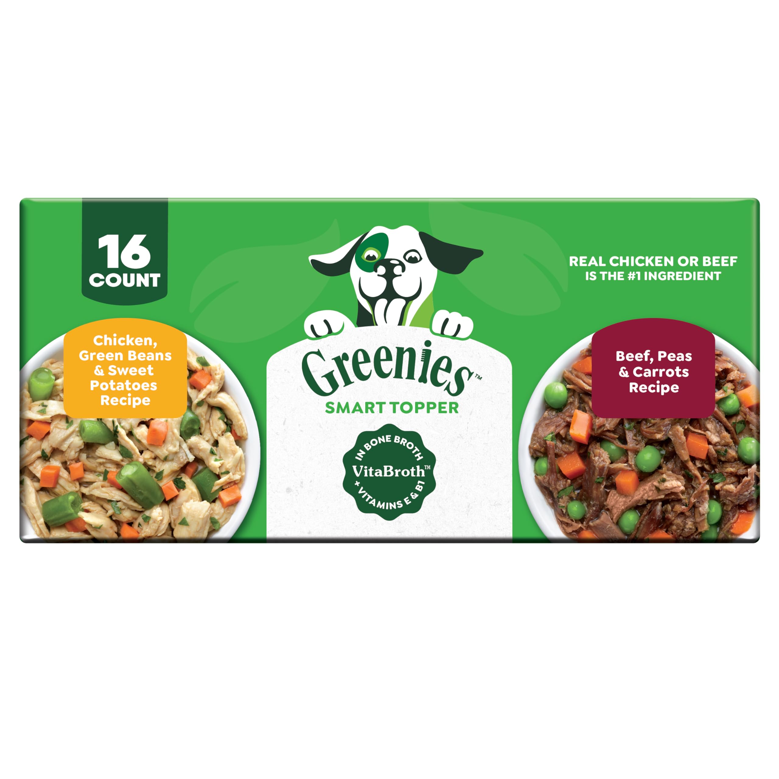 Greenies Smart Topper: empaque frontal, muestra la conveniencia de añadir sabor