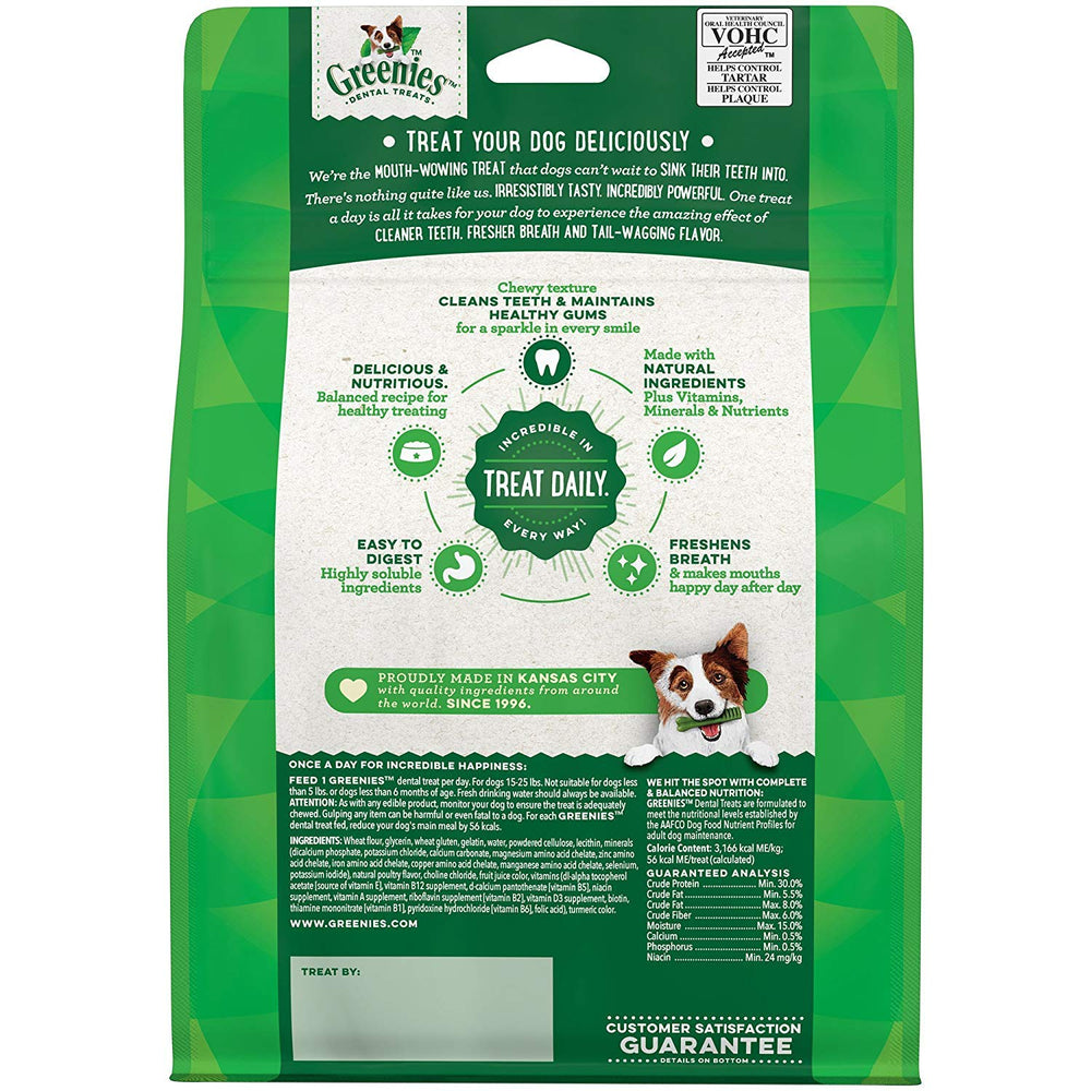 Greenies tratamiento dental para perros 15-25 libras, apoyo práctico para higiene bucal.