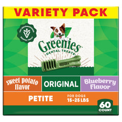 Greenies premio dental para perro adulto Petite, limpieza suave de dientes.