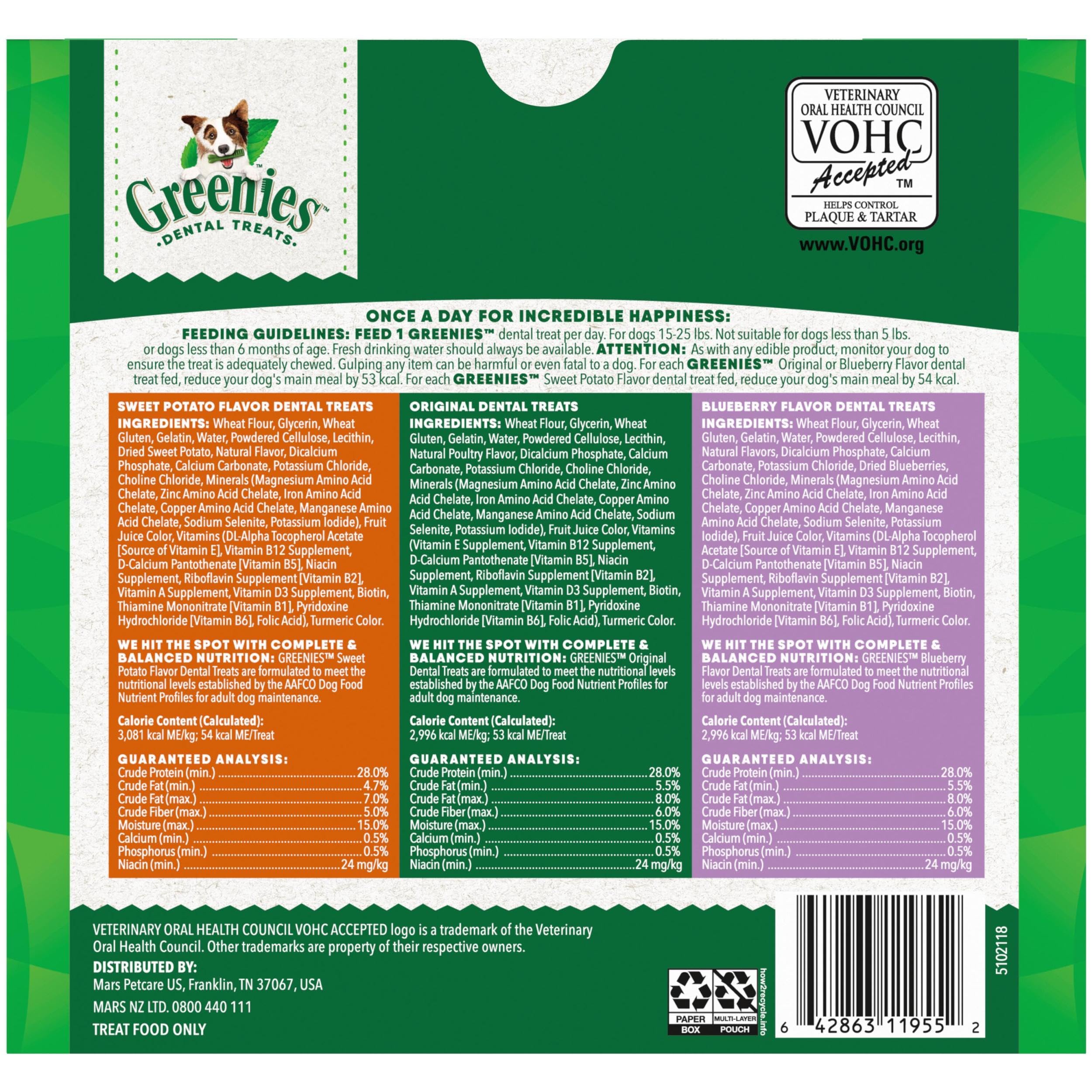 Greenies uso diario para cuidado bucal del perro.