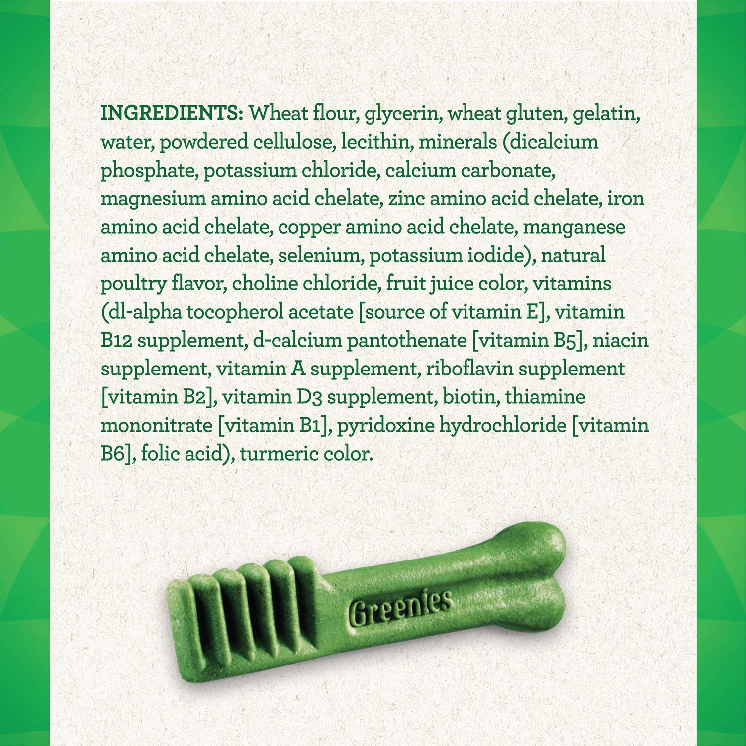 Greenies uso diario para rutina de cuidado bucal del perro.