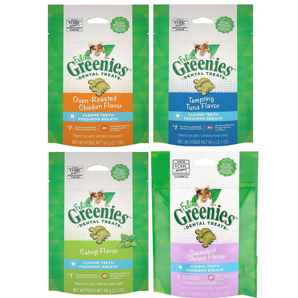 Greenies, bolsa de 2.1 oz con variedad de sabores, favorece la limpieza dental.