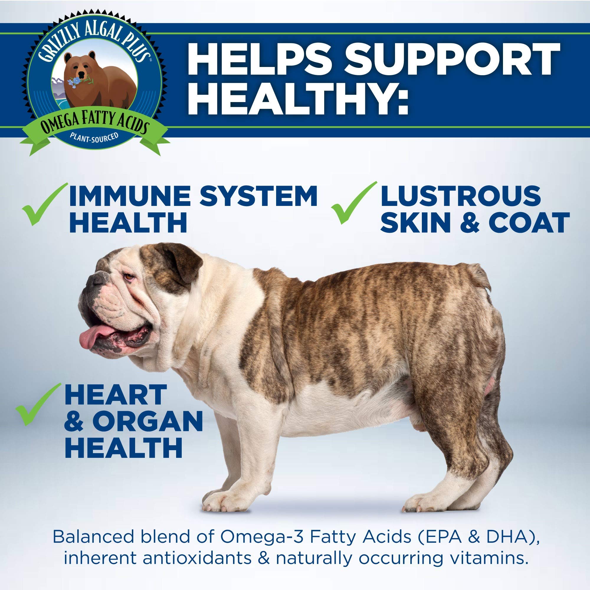 Pelaje suave y saludable gracias a Grizzly Algal Plus Omega 3-6-9
