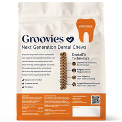 Groovies DentalFit flexible favorece masticación prolongada y comodidad.