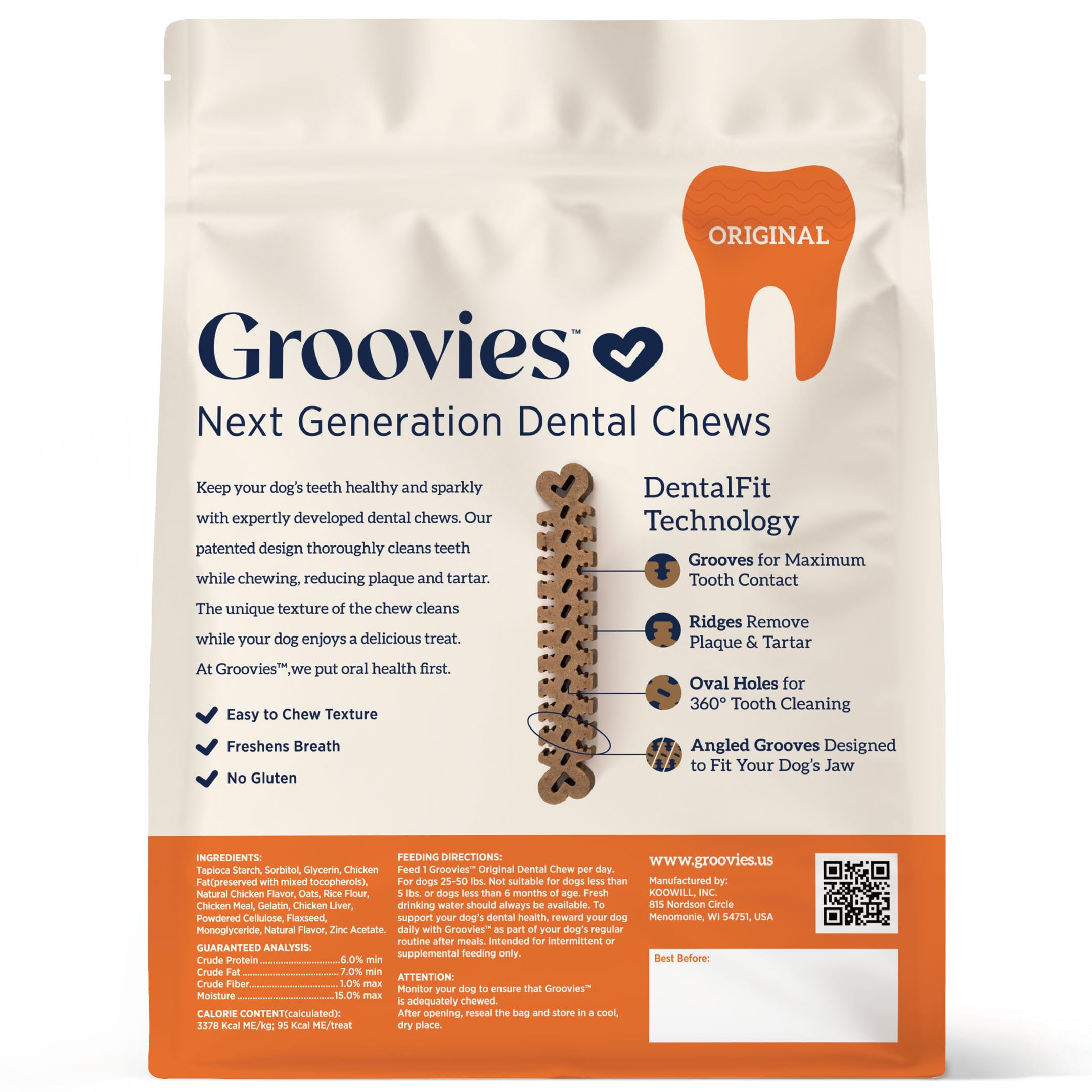 Groovies estructura-flexible facilita masticación prolongada para perros grandes