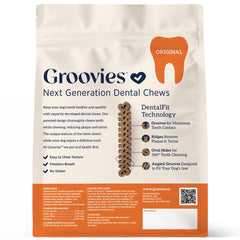 Groovies mantiene contacto dental al flexionarse durante la masticación.