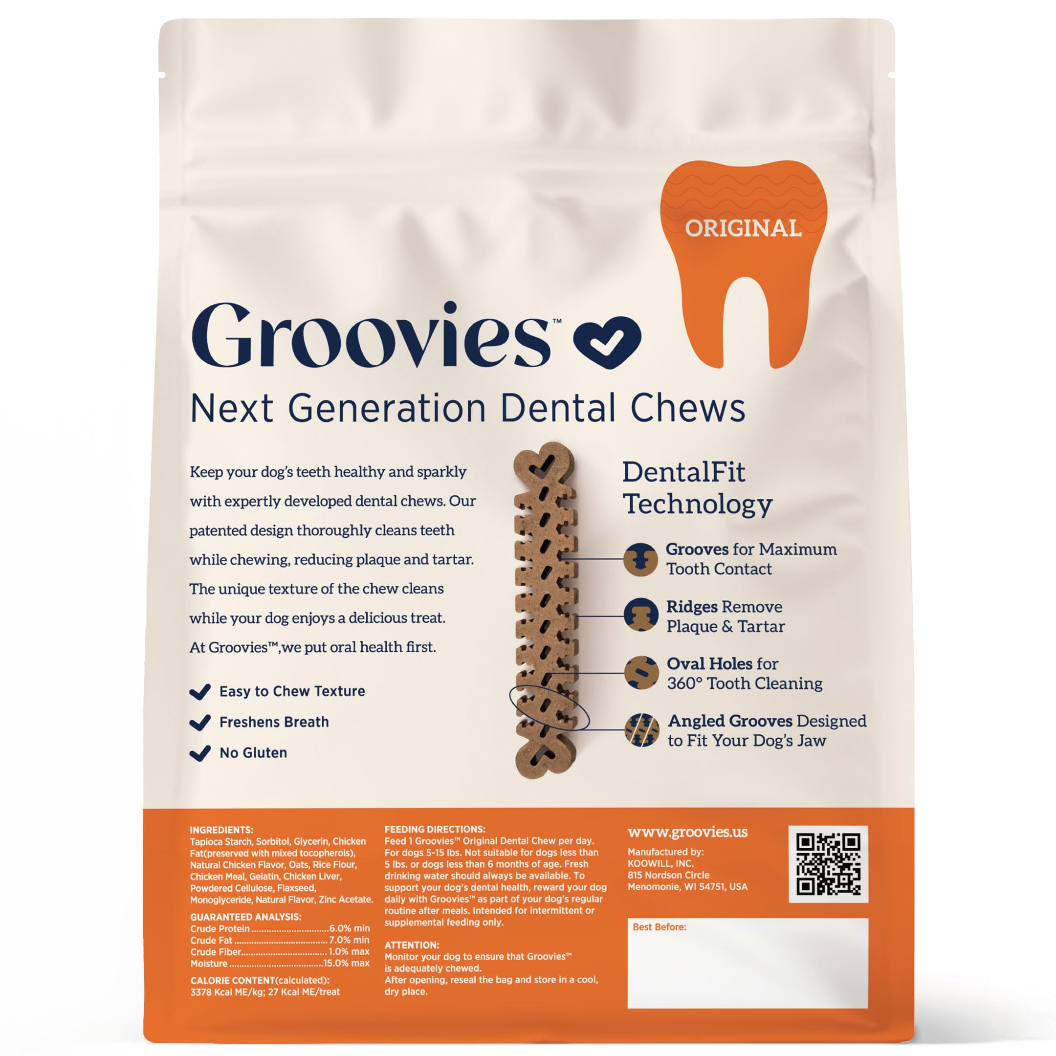 Groovies masticables para perros pequeños fomentan sesiones de masticación más largas.