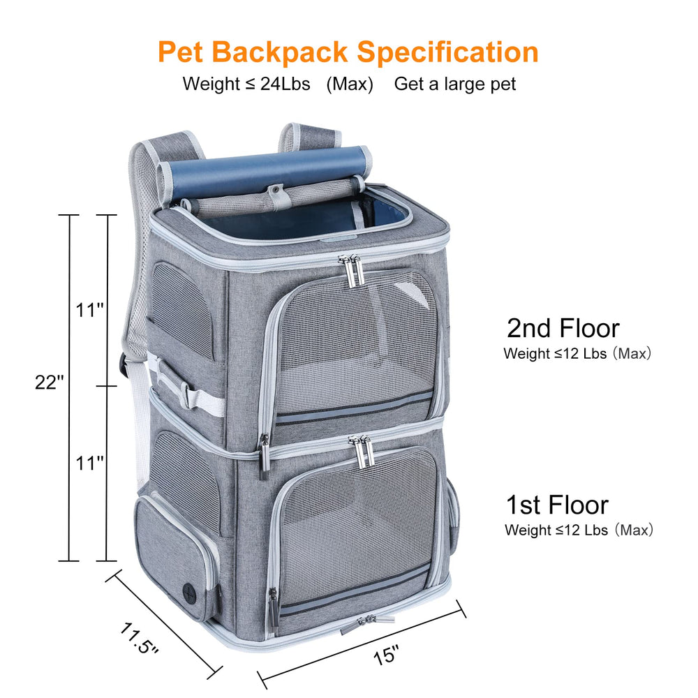 Groxkox mochila transporte para dos gatos, vista lateral, fácil de usar.