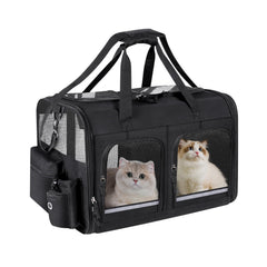 Transportín Groxkox para dos gatos con diseño plegable, ideal para viajes.