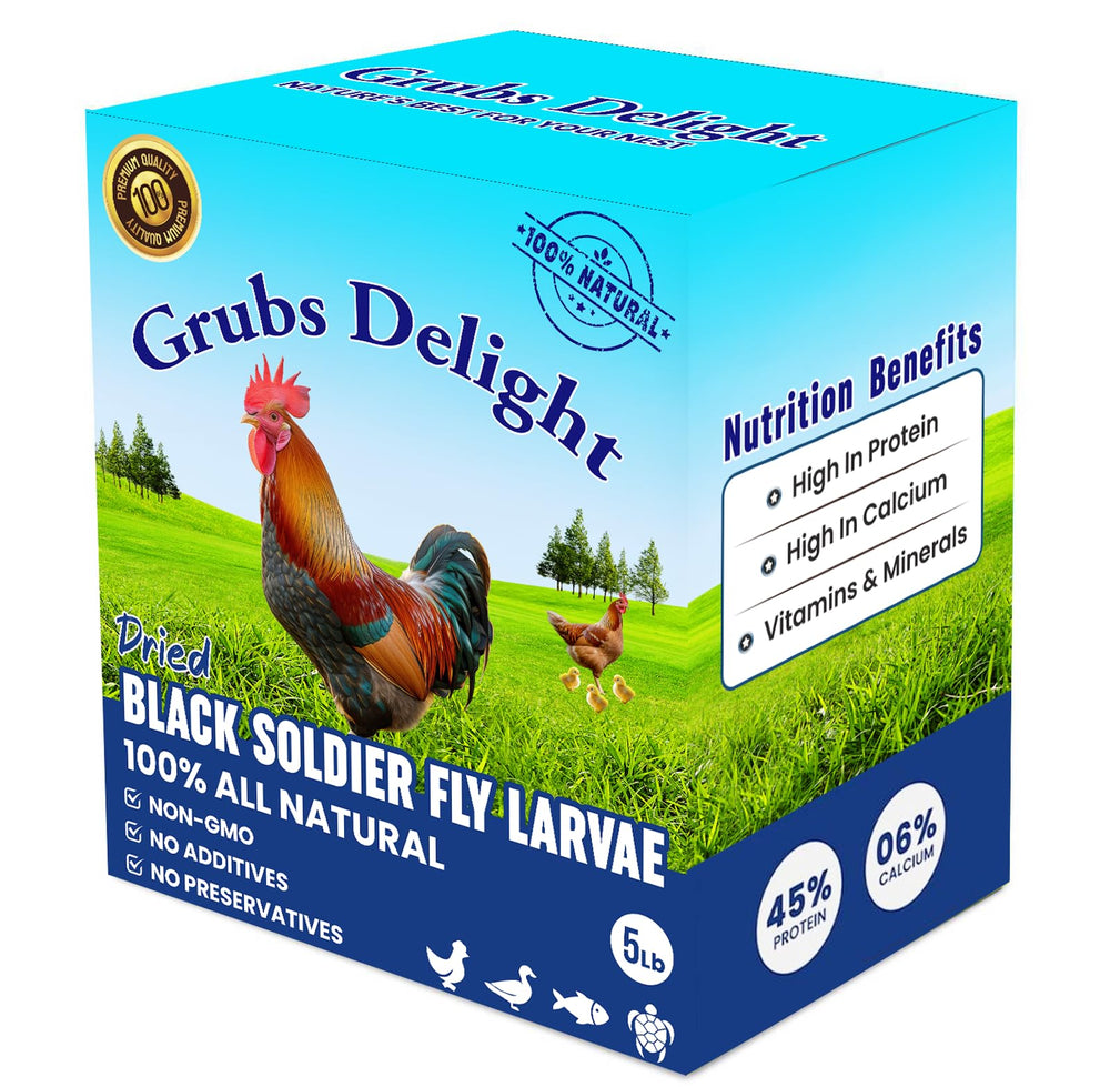 Grubs Delight: bolsa de 5 lb vista frontal, fácil de almacenar y mantener fresca
