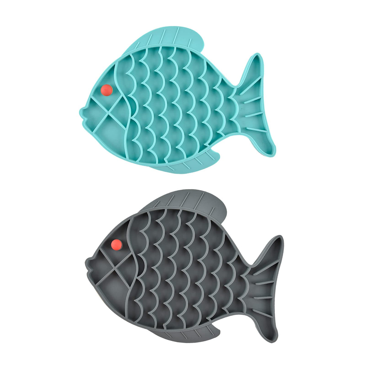 Guardians comedero lento para gatos, pez, silicona azul gris que facilita comer despacio.
