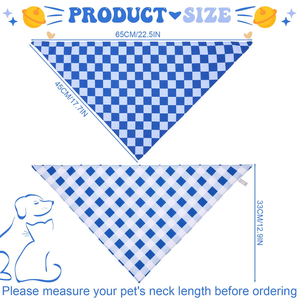 Bandana azul de Guiqulai para perro, espalda con cuadros, diseño reversible para uso diario.