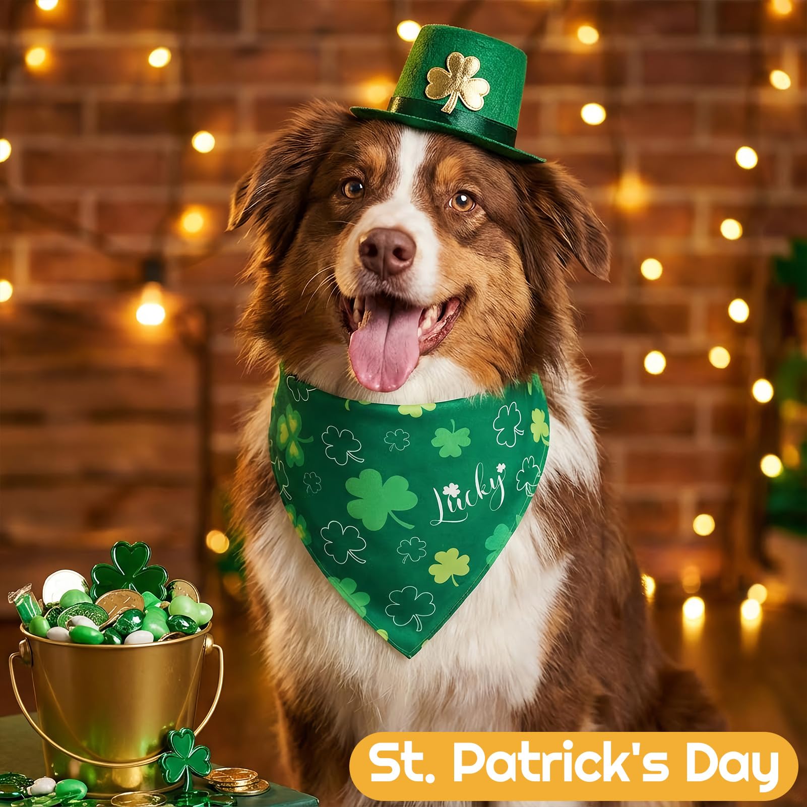 Guiqulai bandanas para perro Día de San Patricio, toque verde