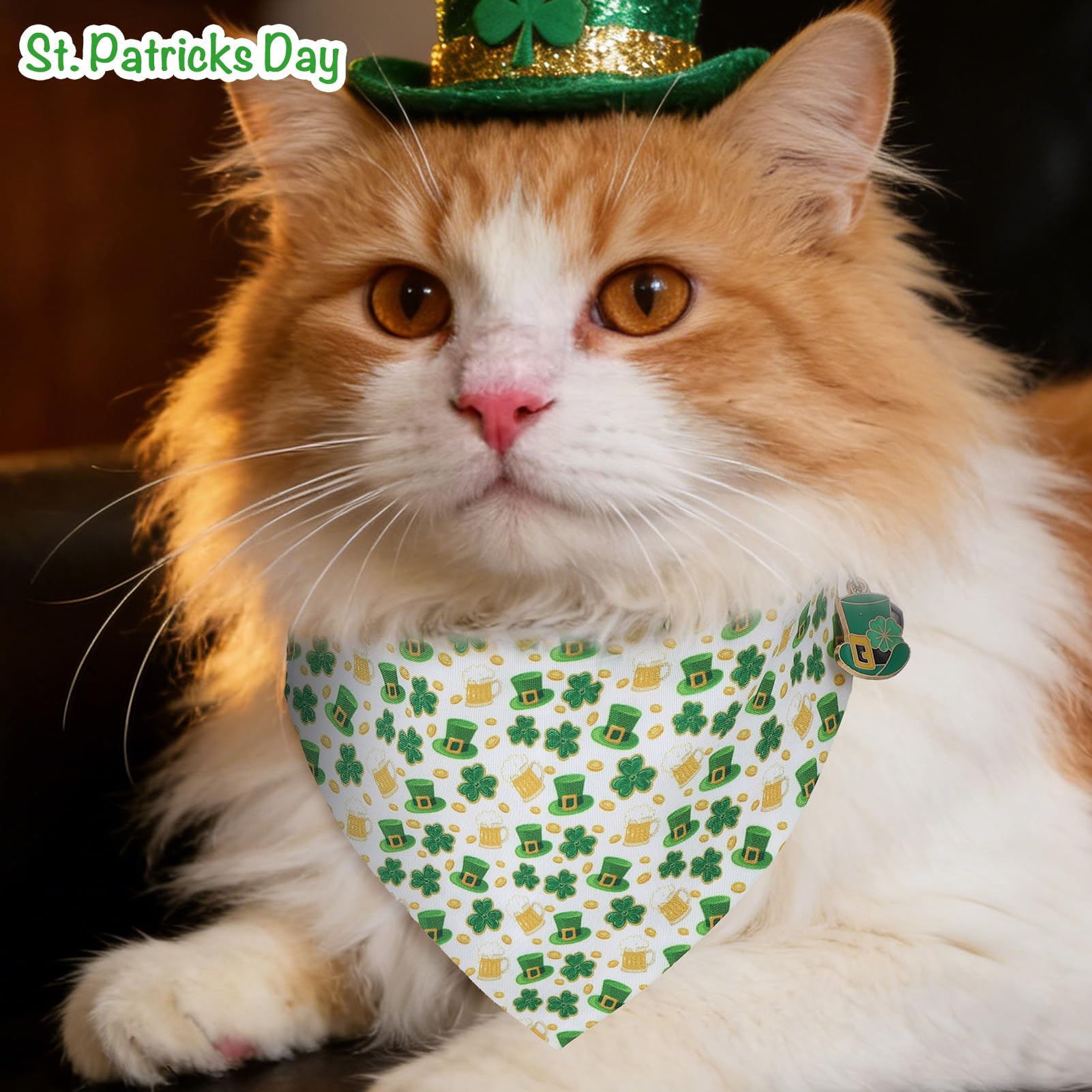 Guiqulai collar gato día San Patricio uso hogar, ideal para fotos y regalos.