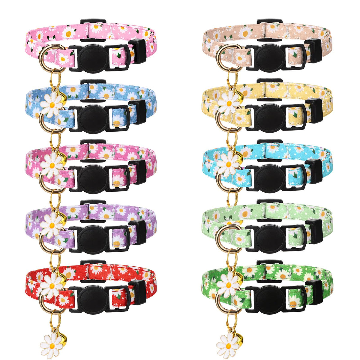Guiqulai collar gato floral con campana: seguridad y estilo para uso diario.