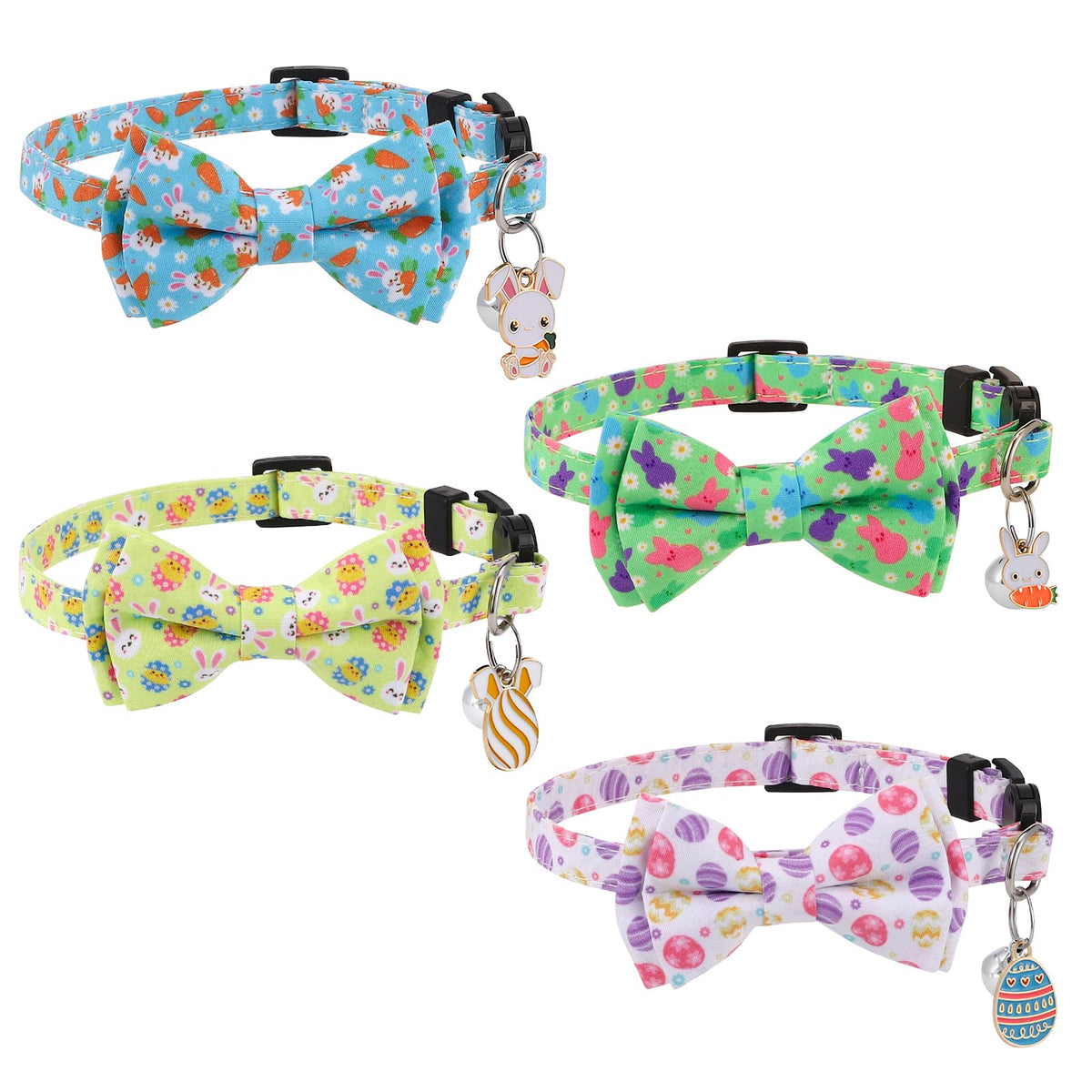 Guiqulai collar de gato multicolor en conjunto de Pascua, ideal para looks festivos