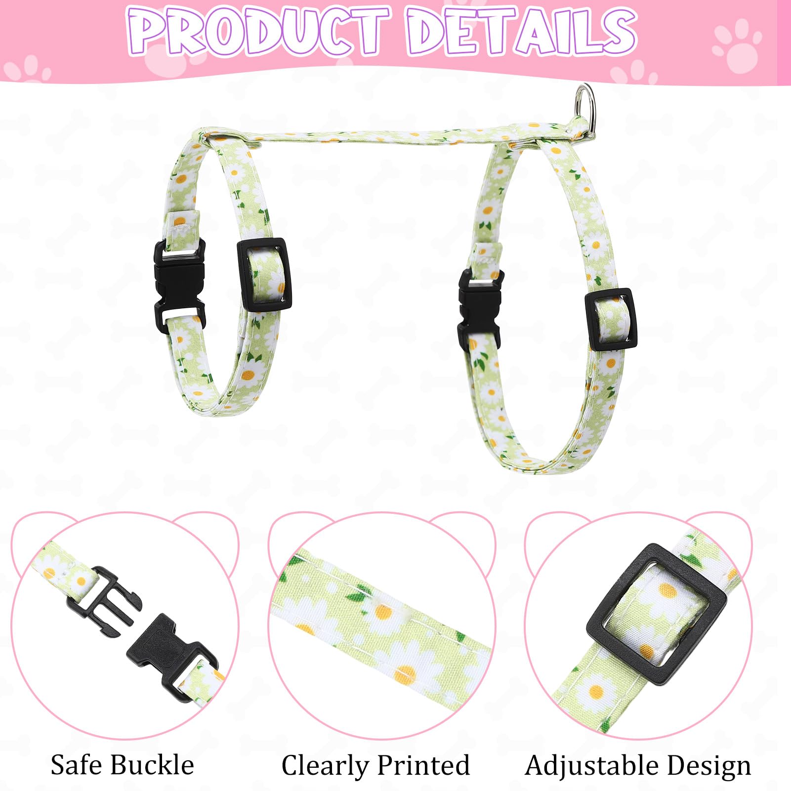 Guiqulai correa gato floral ajustable: enlace estable para salidas al aire libre.