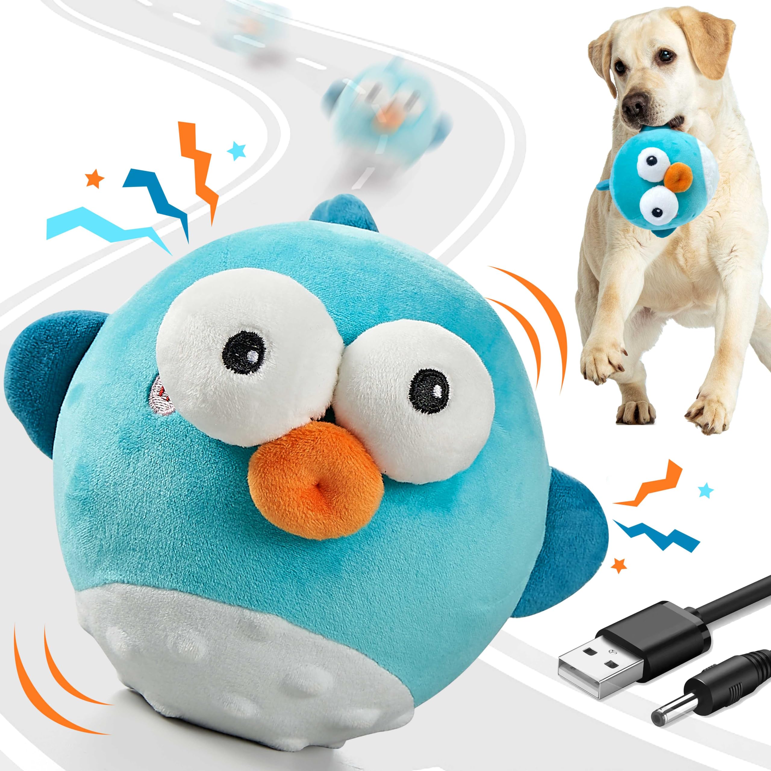 GUKCO Juguete interactivo textura crujiente para perros; bola saltarina para mantenerlo activo.
