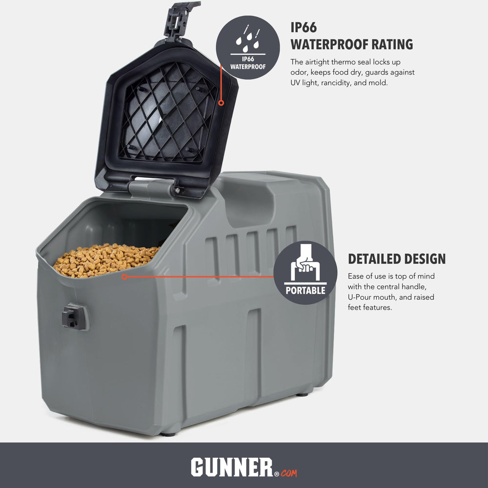 GUNNER Boca-de-vertido-en-U para verter sin derrames y uso limpio.
