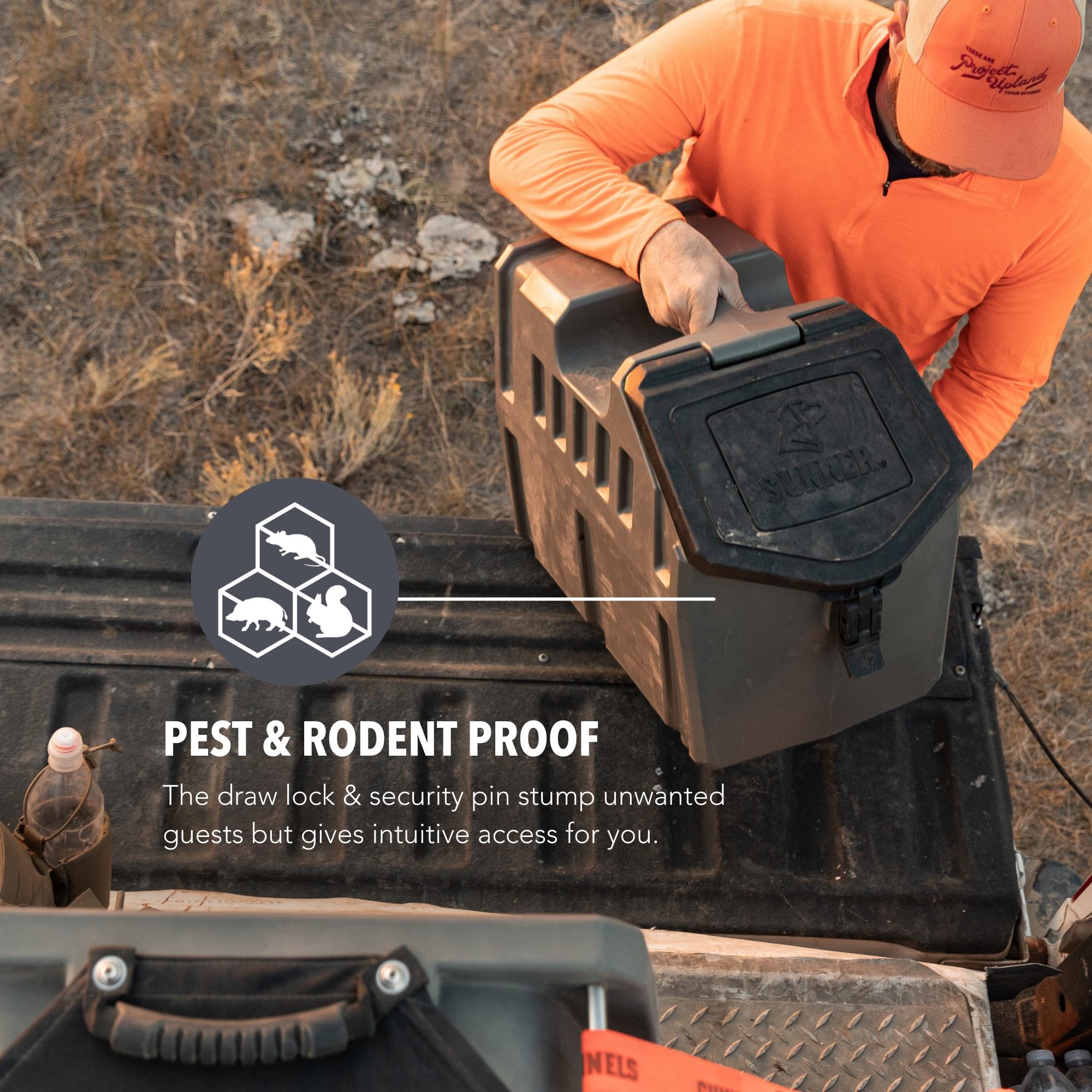 GUNNER Control de plagas con drawlock mantiene el alimento intacto.