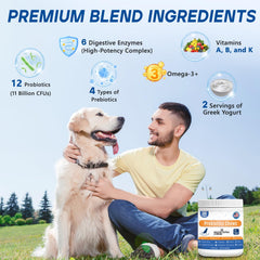 GuruAmi Probiotics para perros, envase de 200 unidades, conveniencia para casa.