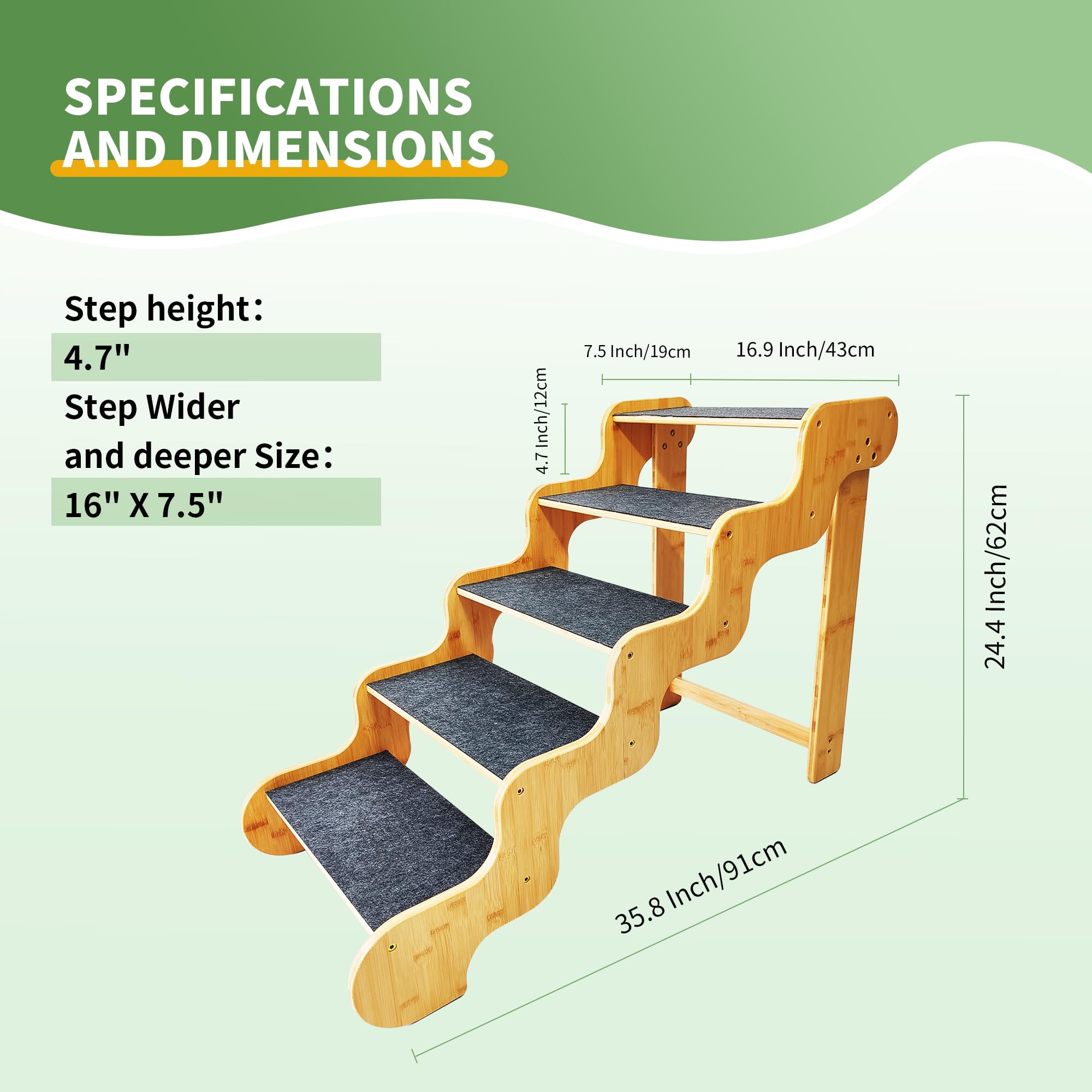 GXONE escalones de bambú natural, construcción estable y duradera.