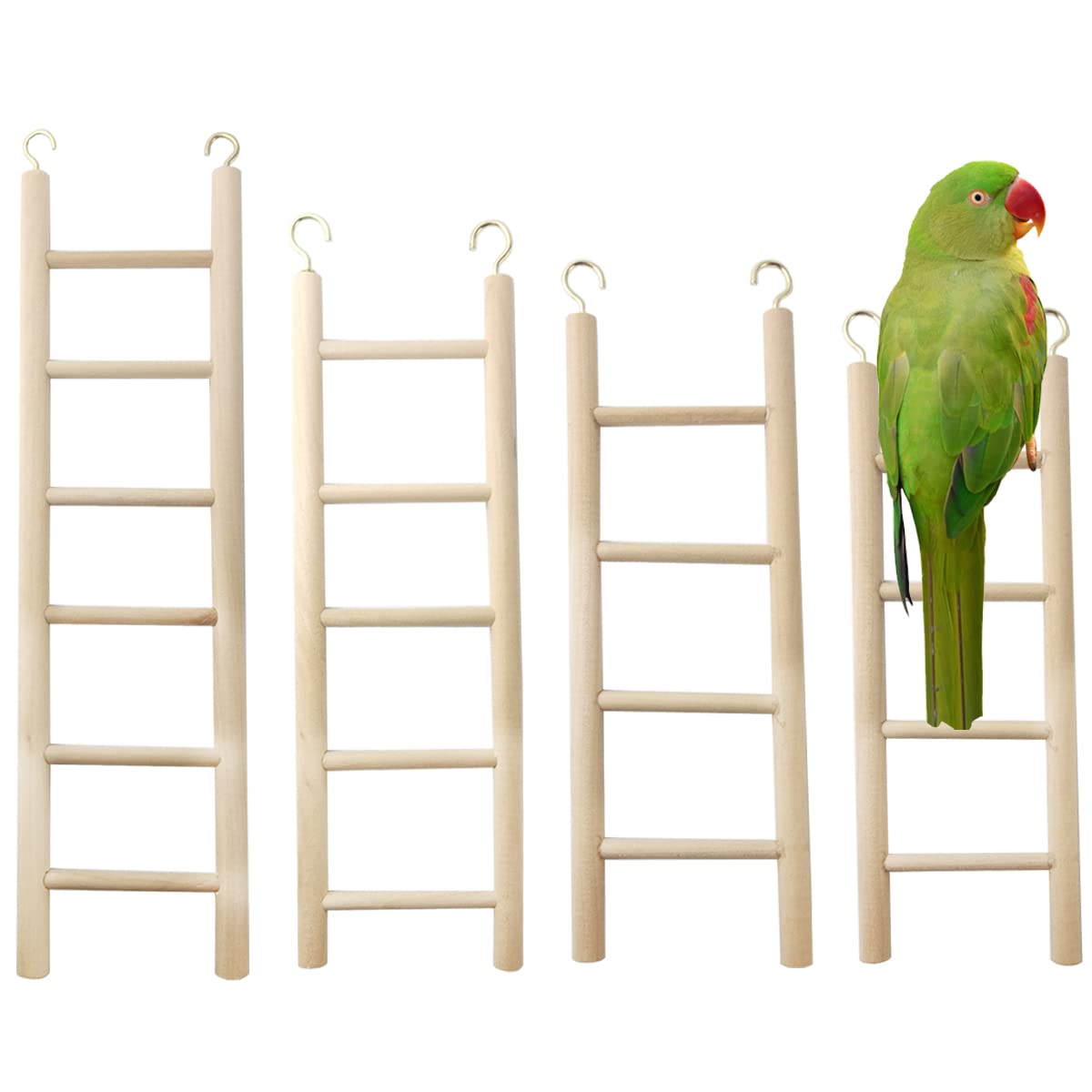 GXXMEI escalera de madera para aves, ideal para ejercicio diario en jaula.
