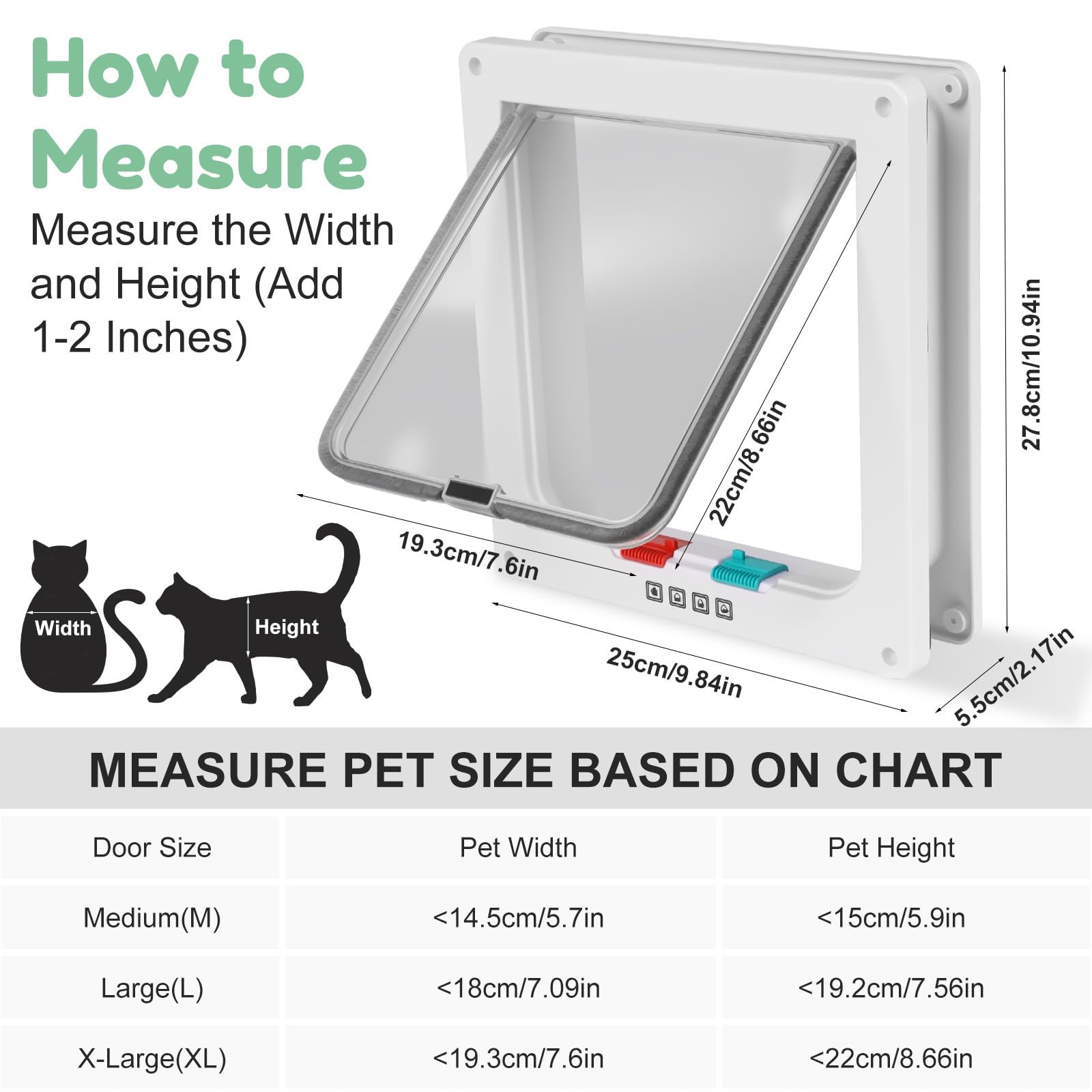 Puerta de gato Hachacha apta para uso interior y exterior, versátil.