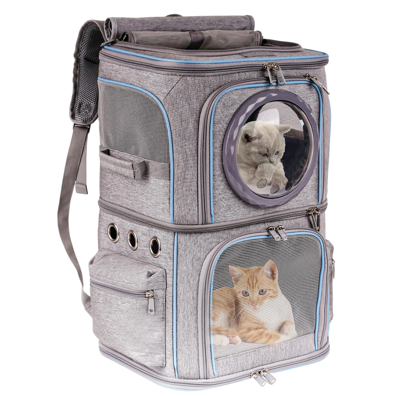Halinfer domo-burbuja ofrece visibilidad amplia para dos mascotas durante el viaje.