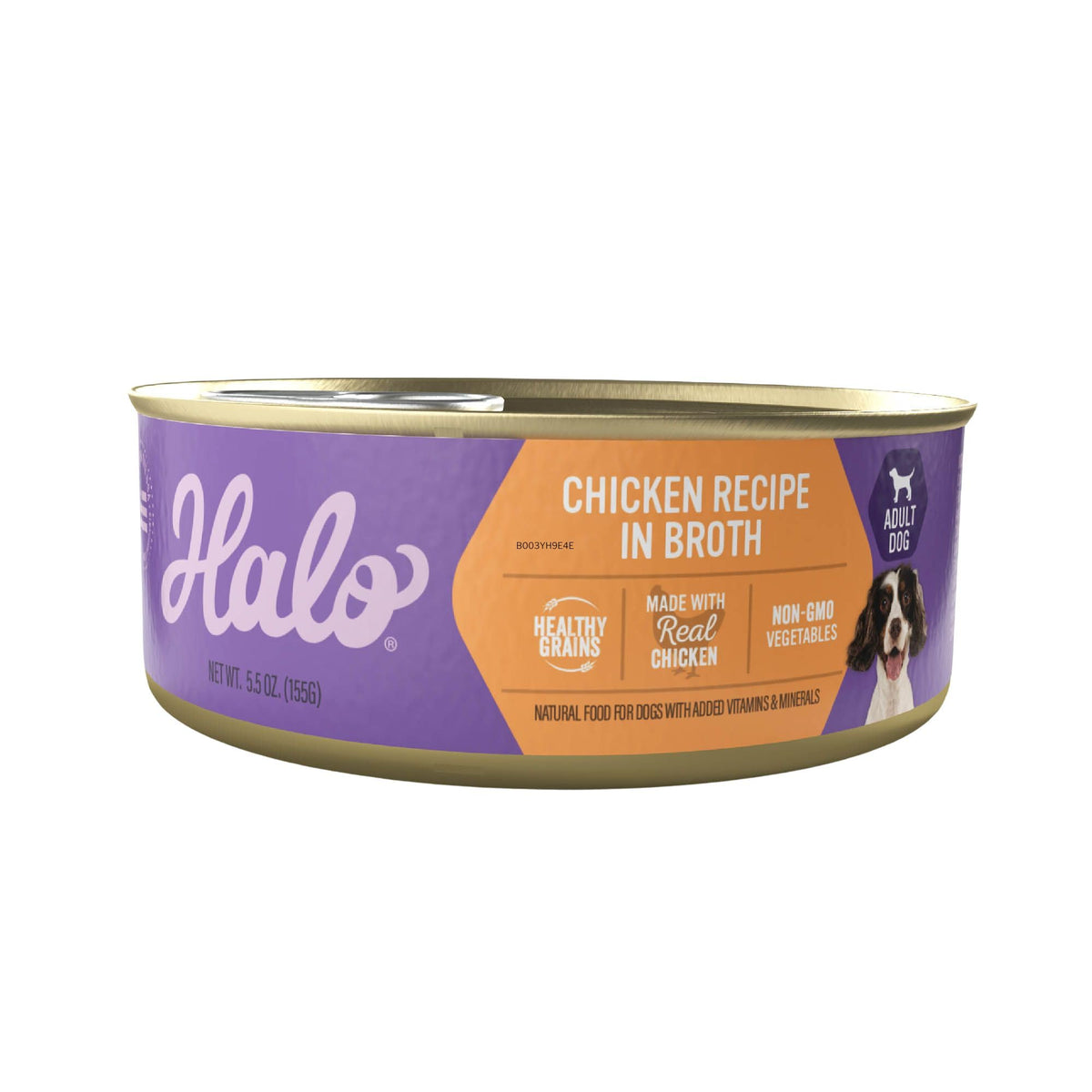 Halo comida para perro pollo-entero en caldo, sabor real para despertar el apetito.