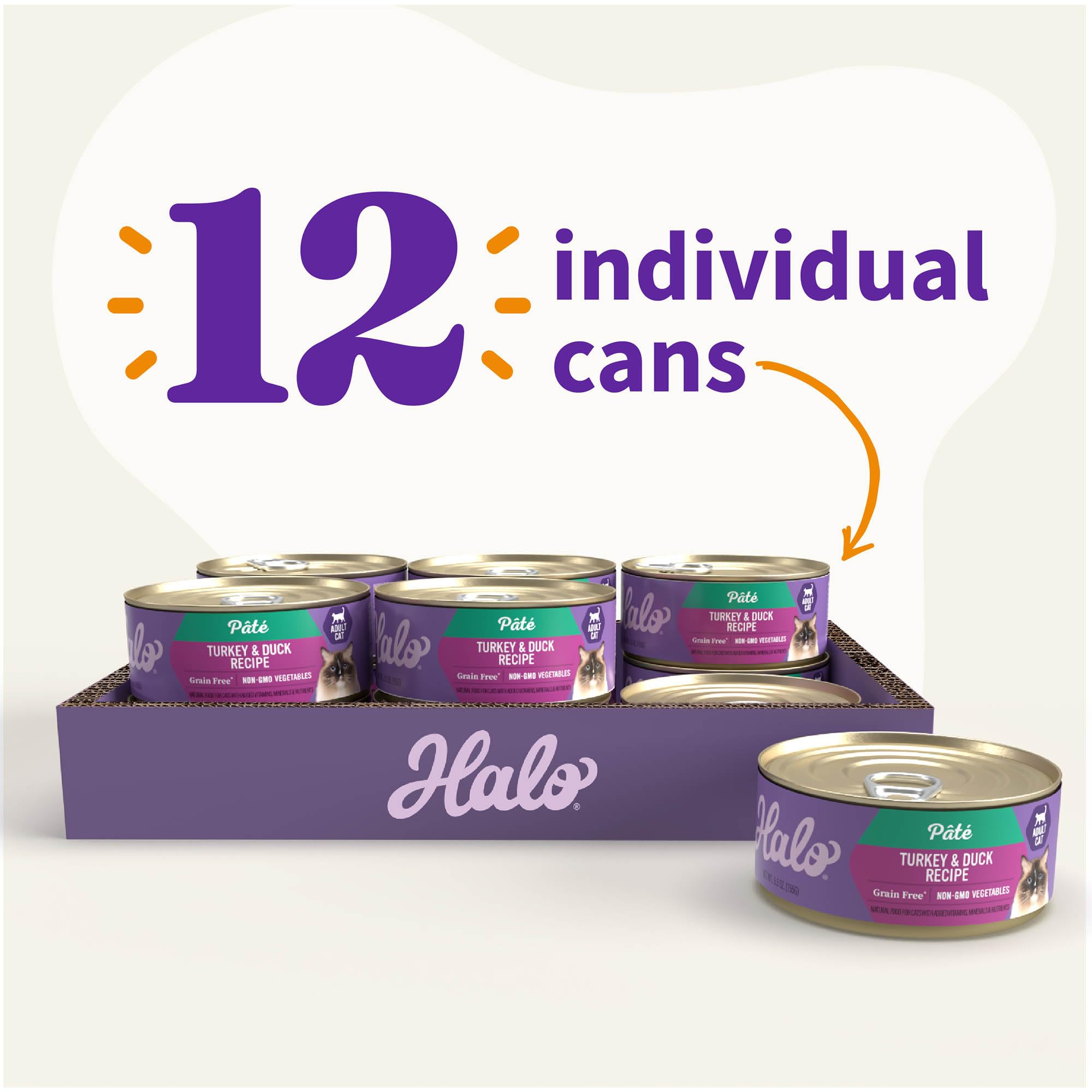 Halo Gato envase de 5.5 oz, práctico para packs de 12.