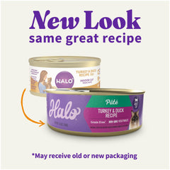 Halo Gato sin granos turquía y pato, opción digestible para gatos sensibles.