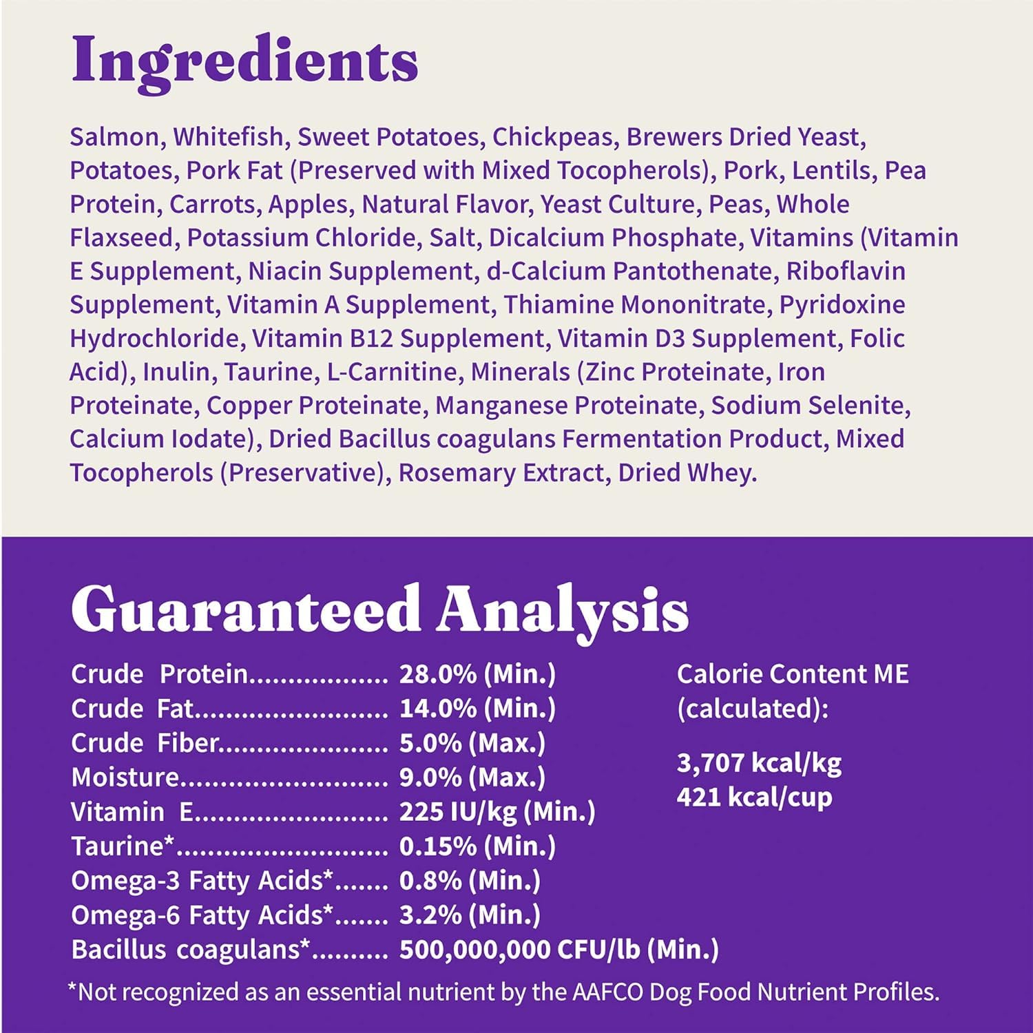 Producto cocido en Estados Unidos para nutrición estable