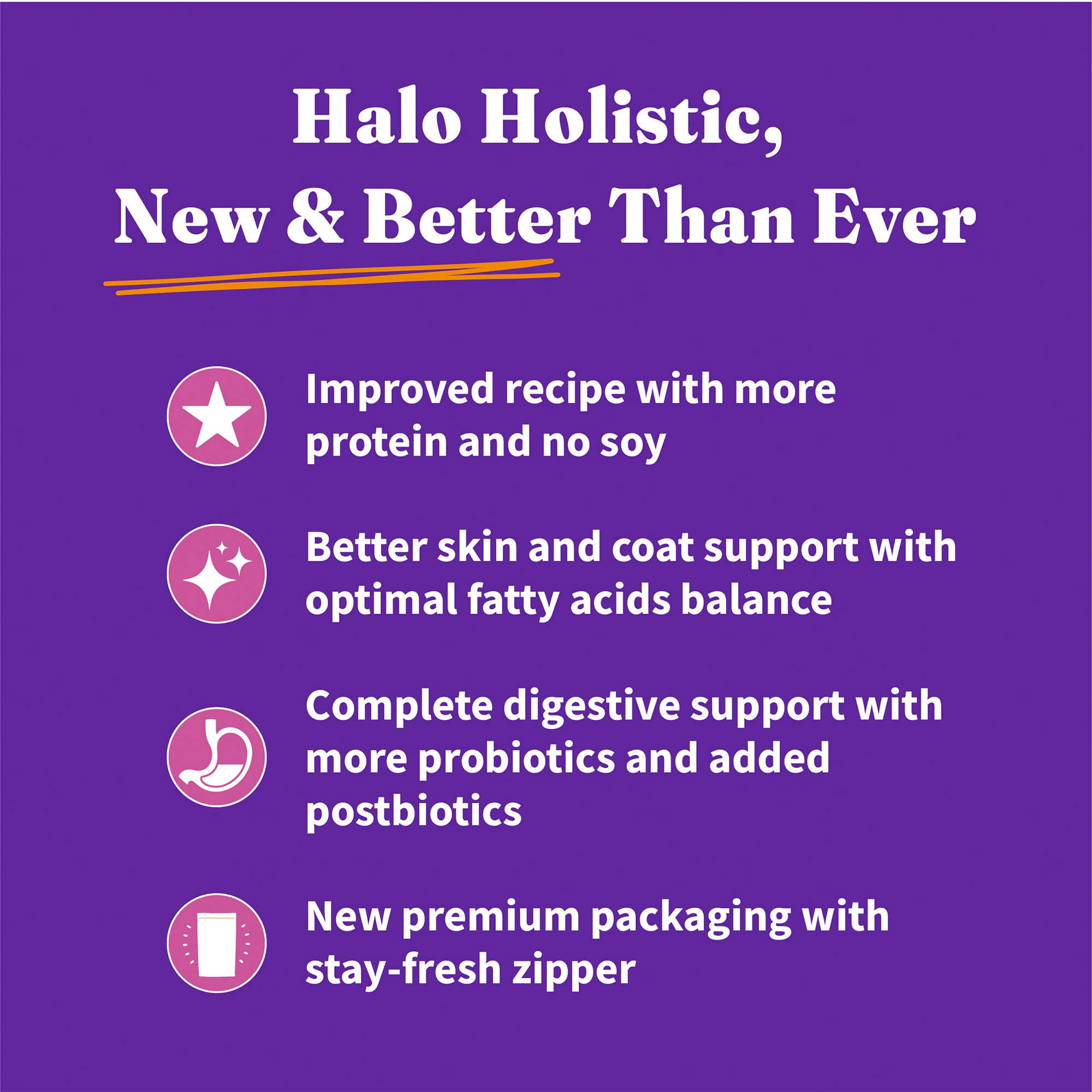 Halo Holístico apoyo digestivo con prebióticos, probióticos y postbioticos para salud intestinal.