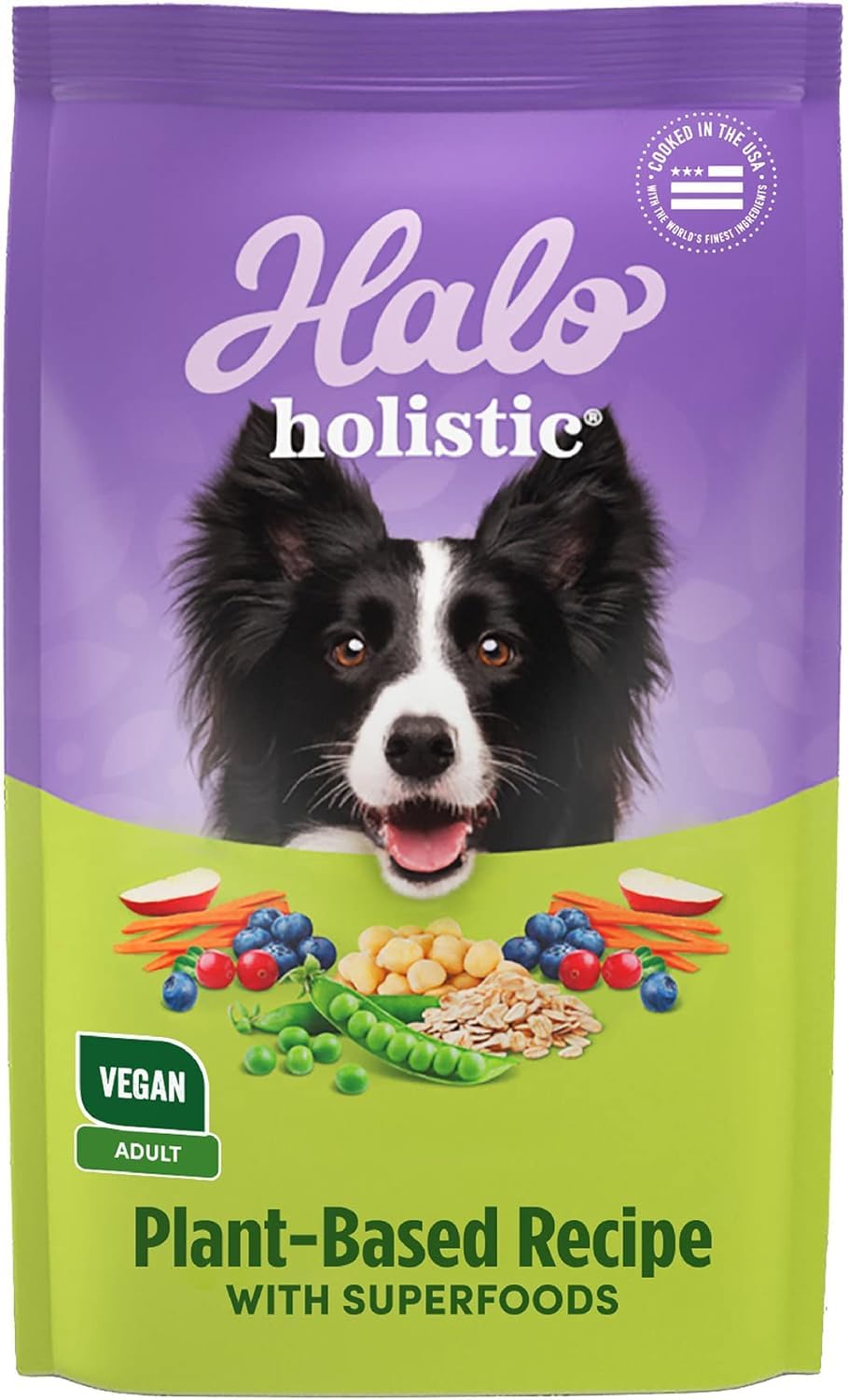 Halo Holístico bolsa seca vegetal para perro adulto, nutrición completa y equilibrada.